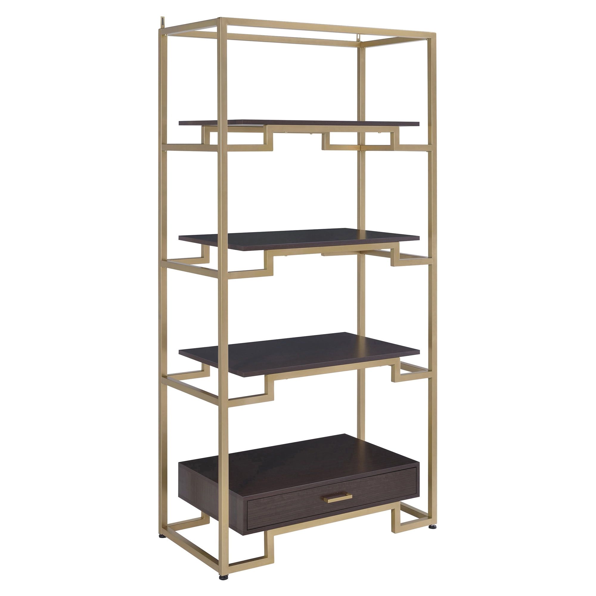 Espresso Wood Modern Elegance 81" Bookcase with Glass Accents