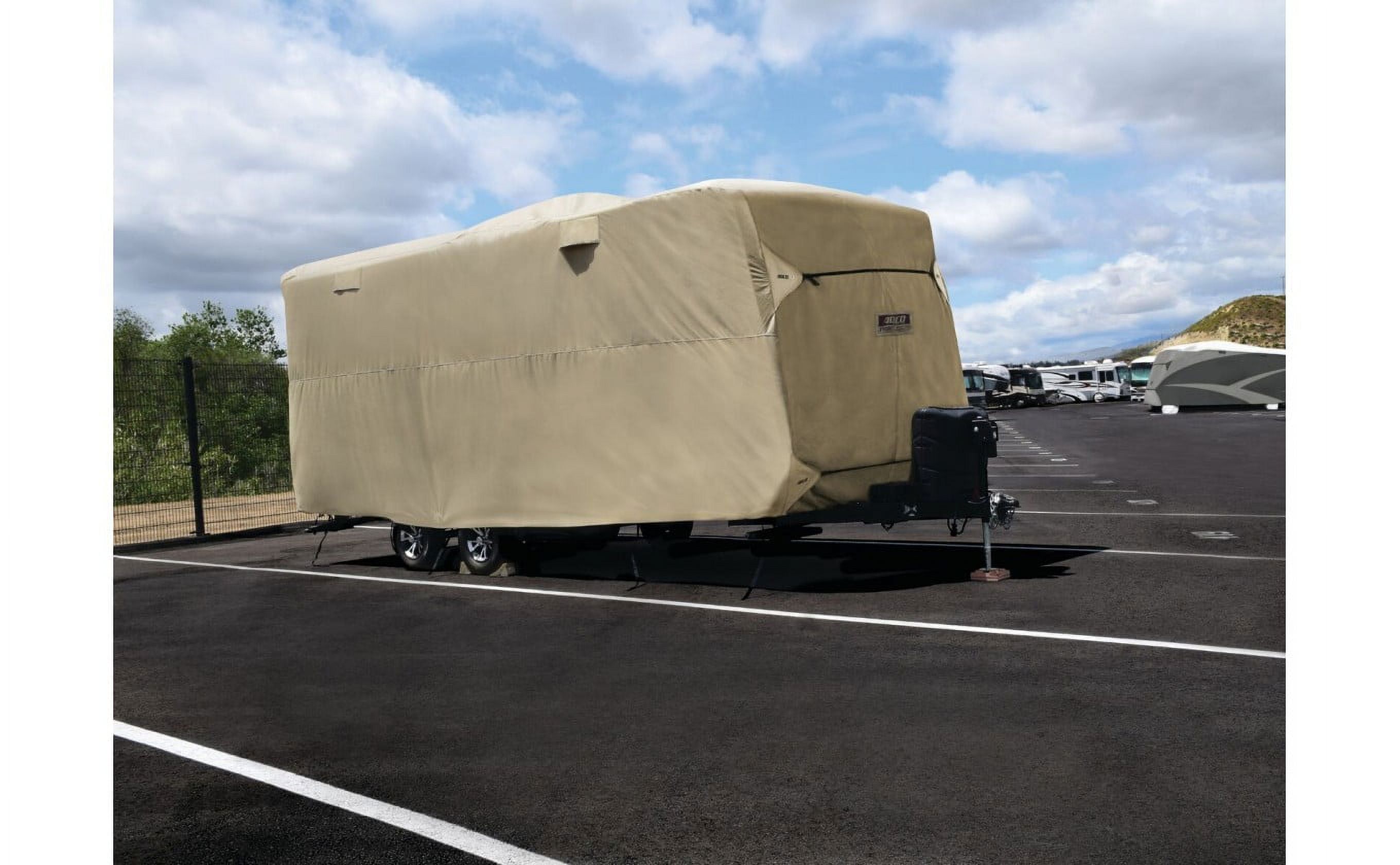 Tan Polypropylene Travel Trailer Storage Cover, Fits 24'1"-26'