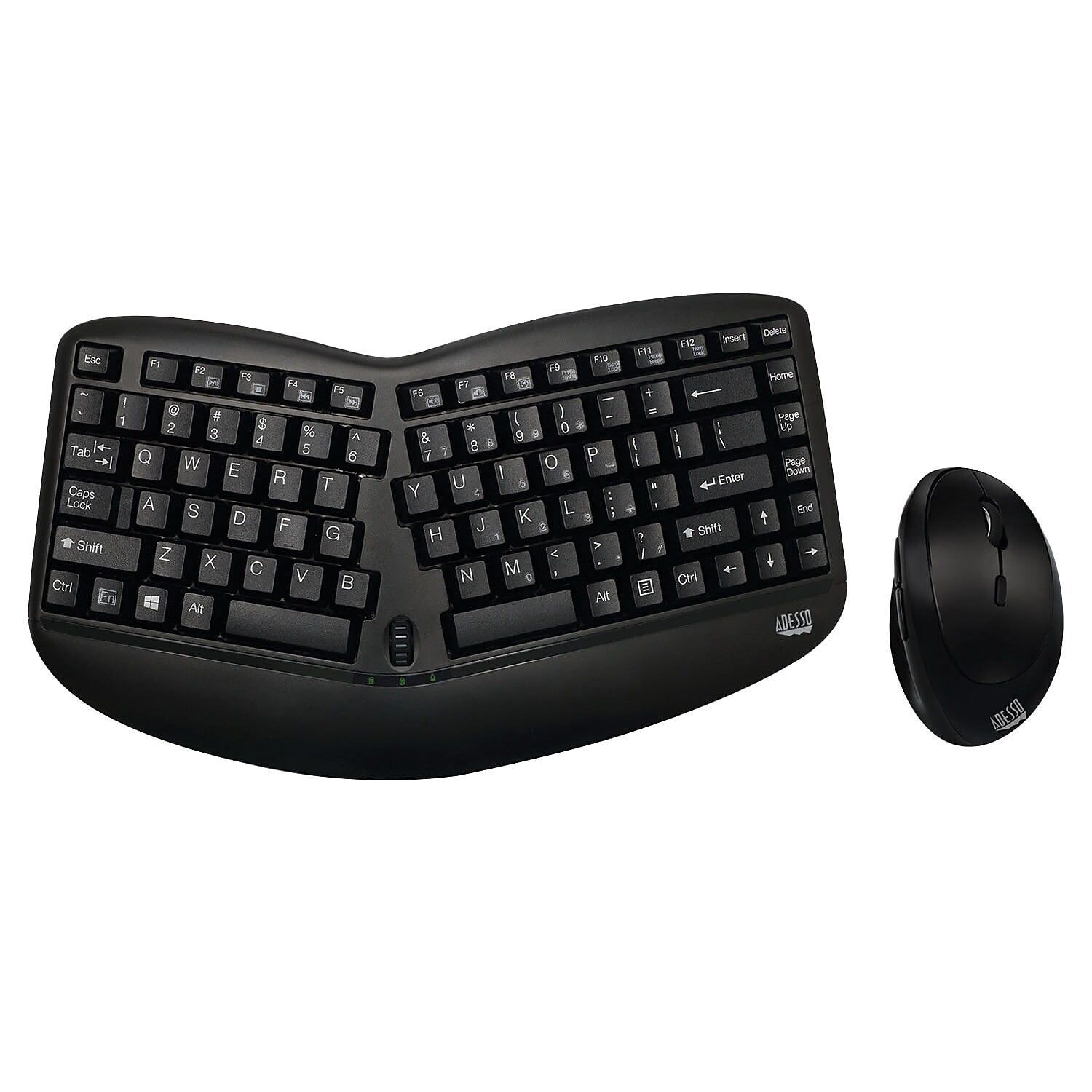 Ergonomic Black Wireless Keyboard and Mouse Set