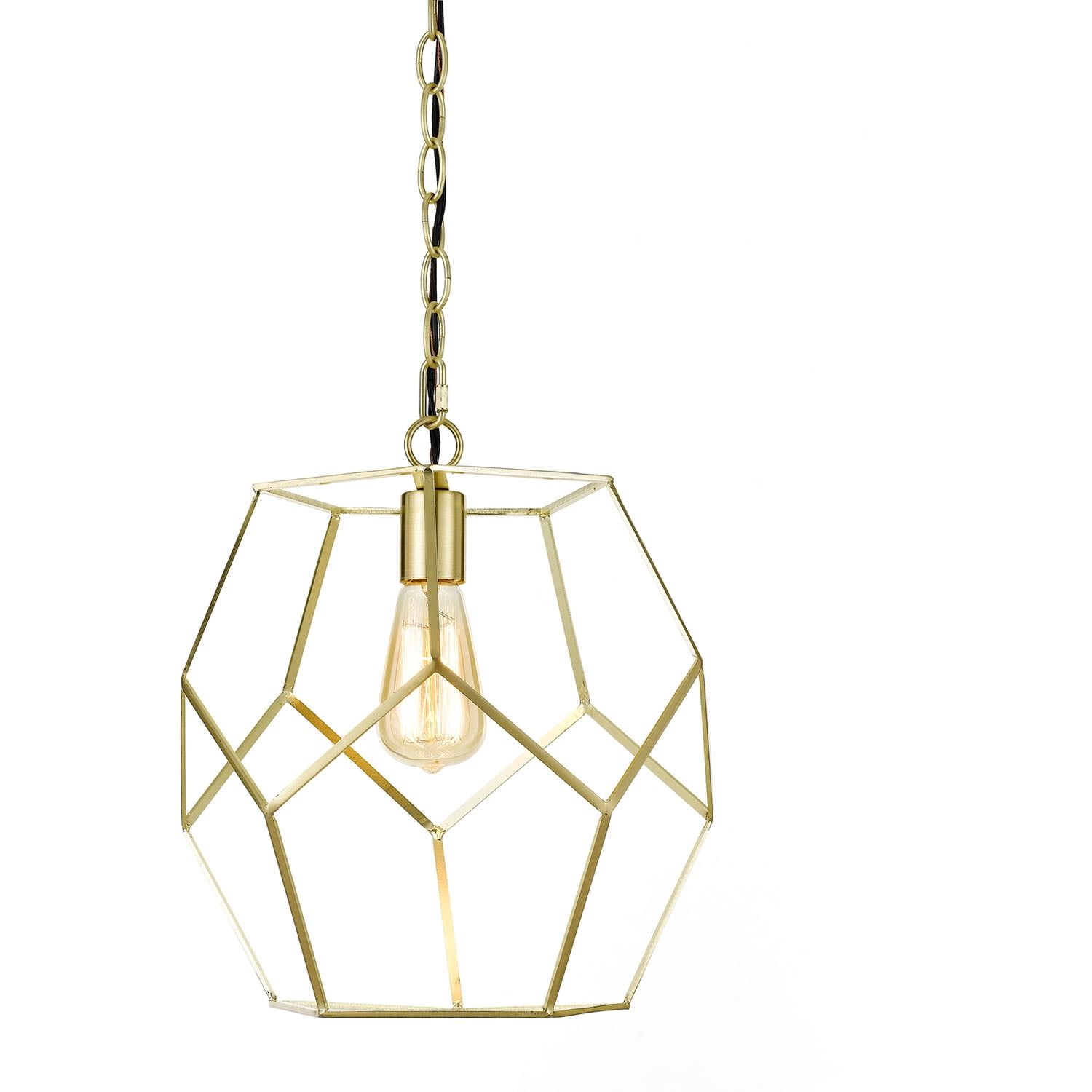 Bellini Brushed Gold Geometric Pendant Light 15"