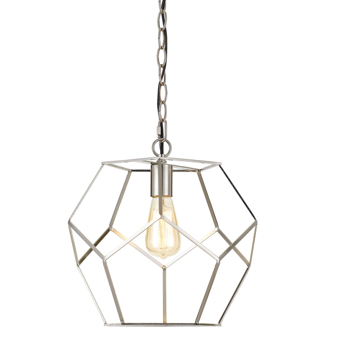 Bellini 15" Geometric Brushed Nickel Indoor/Outdoor Pendant Light