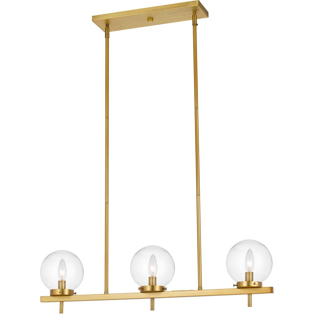 Odessa Brushed Brass 33" Linear Hanging Pendant with Clear Glass Shades