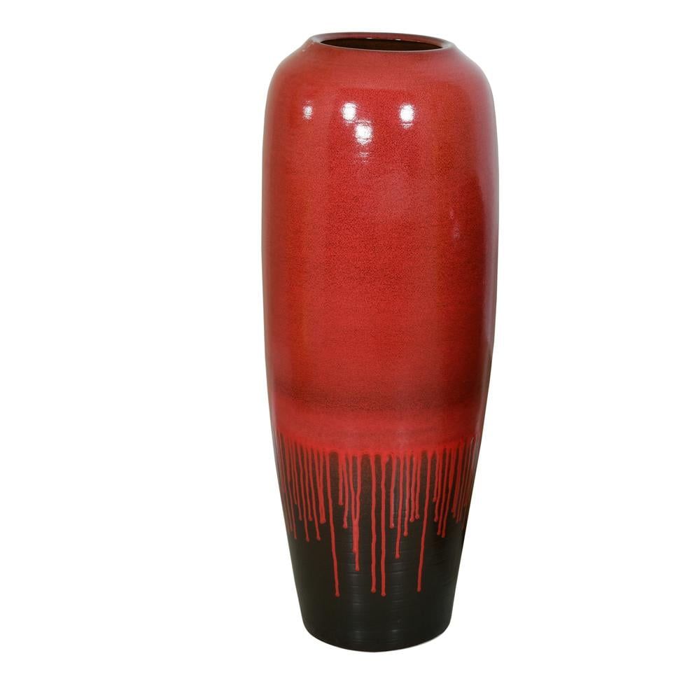 Adobe Red and Black Large Ceramic Floor Vase