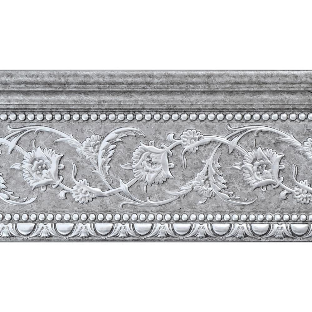 Grey and Silver Floral Polystyrene Crown Molding Set