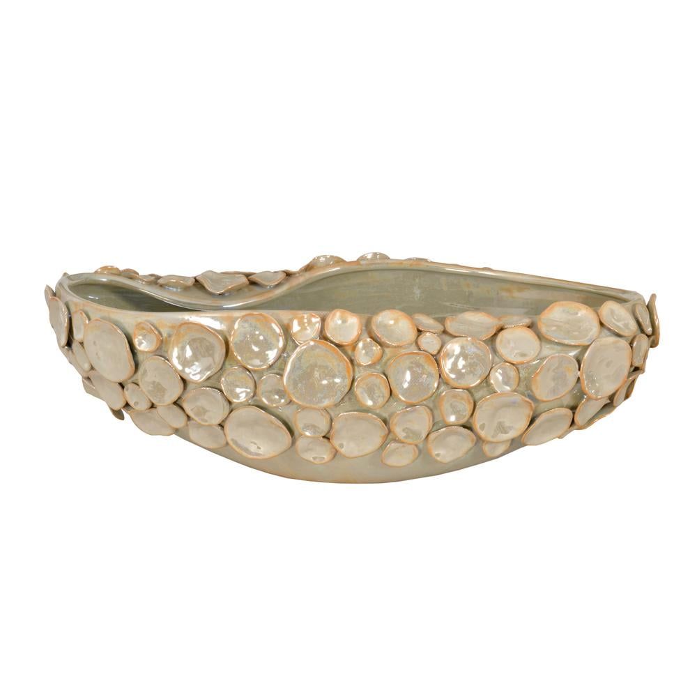 Handcrafted Silver Porcelain Shell Centerpiece Bowl