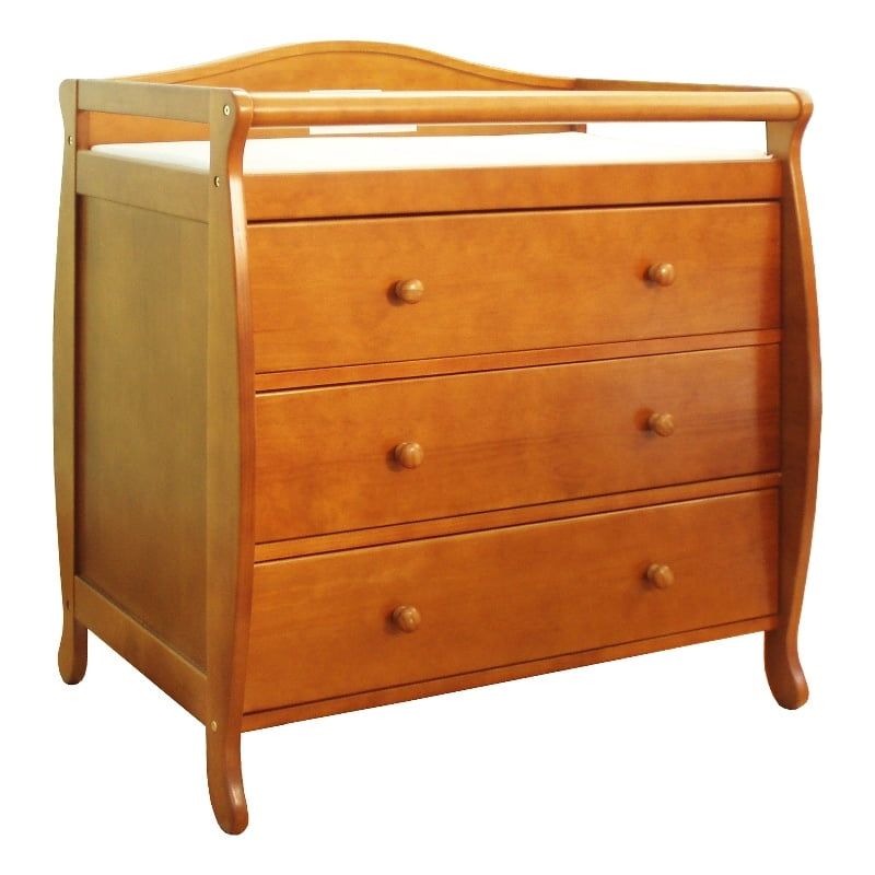 Pecan Oak 3-Drawer Changing Table with Safety Strap