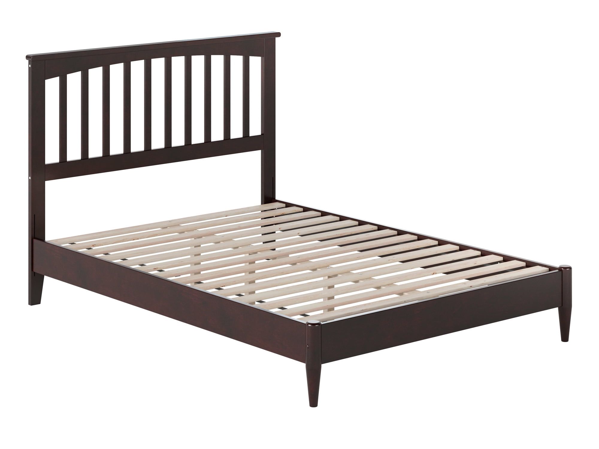 Espresso Full Wood Platform Bed with Slatted Headboard