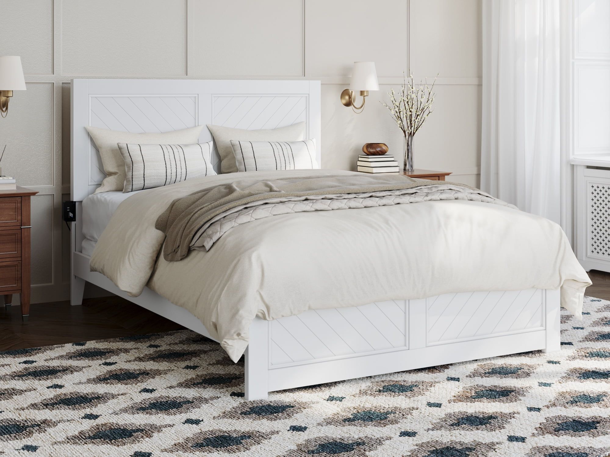 Canyon Full Wood Frame Platform Bed with Chevron Headboard