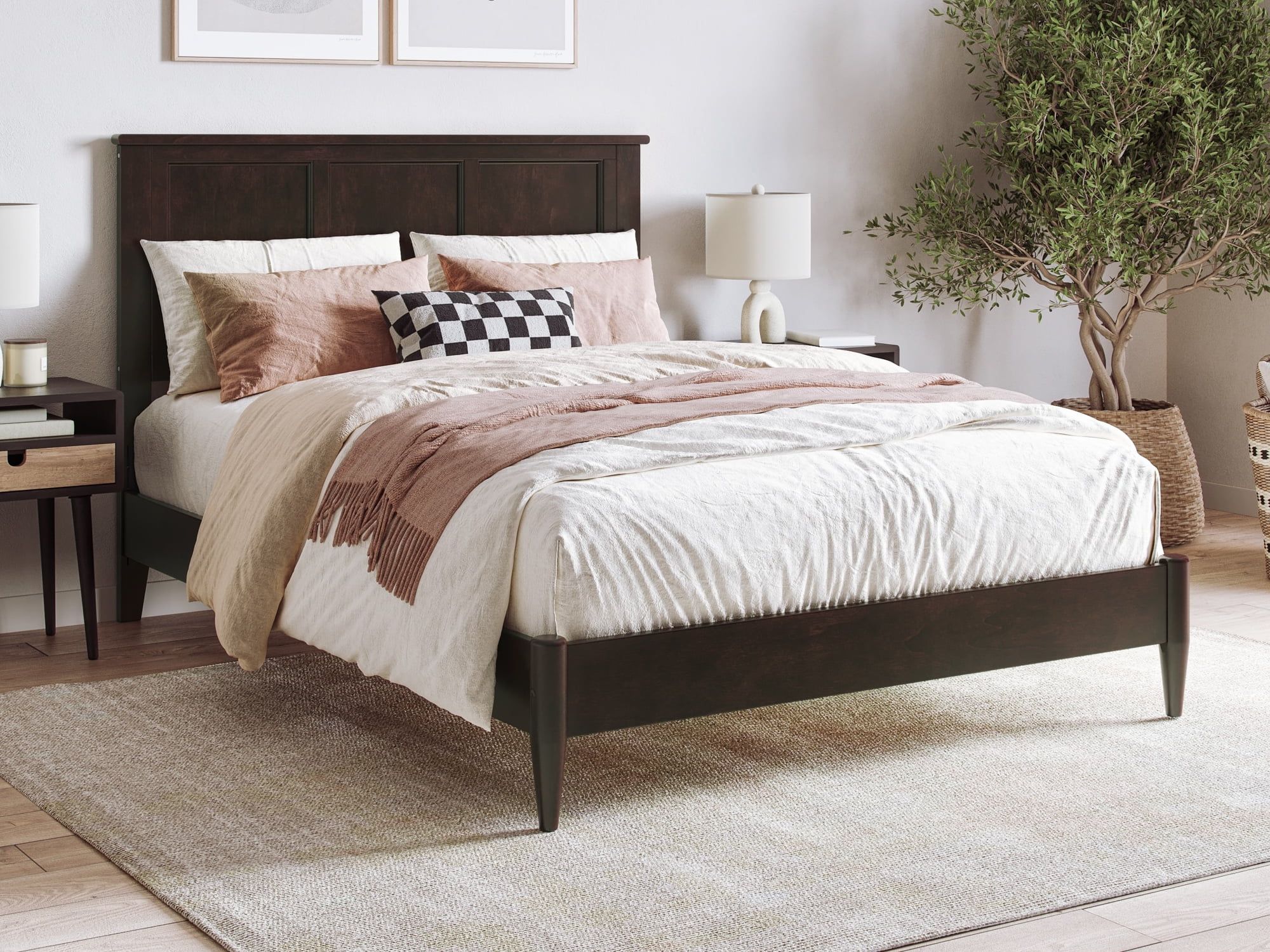 Charlotte Espresso Full Solid Wood Low Profile Platform Bed