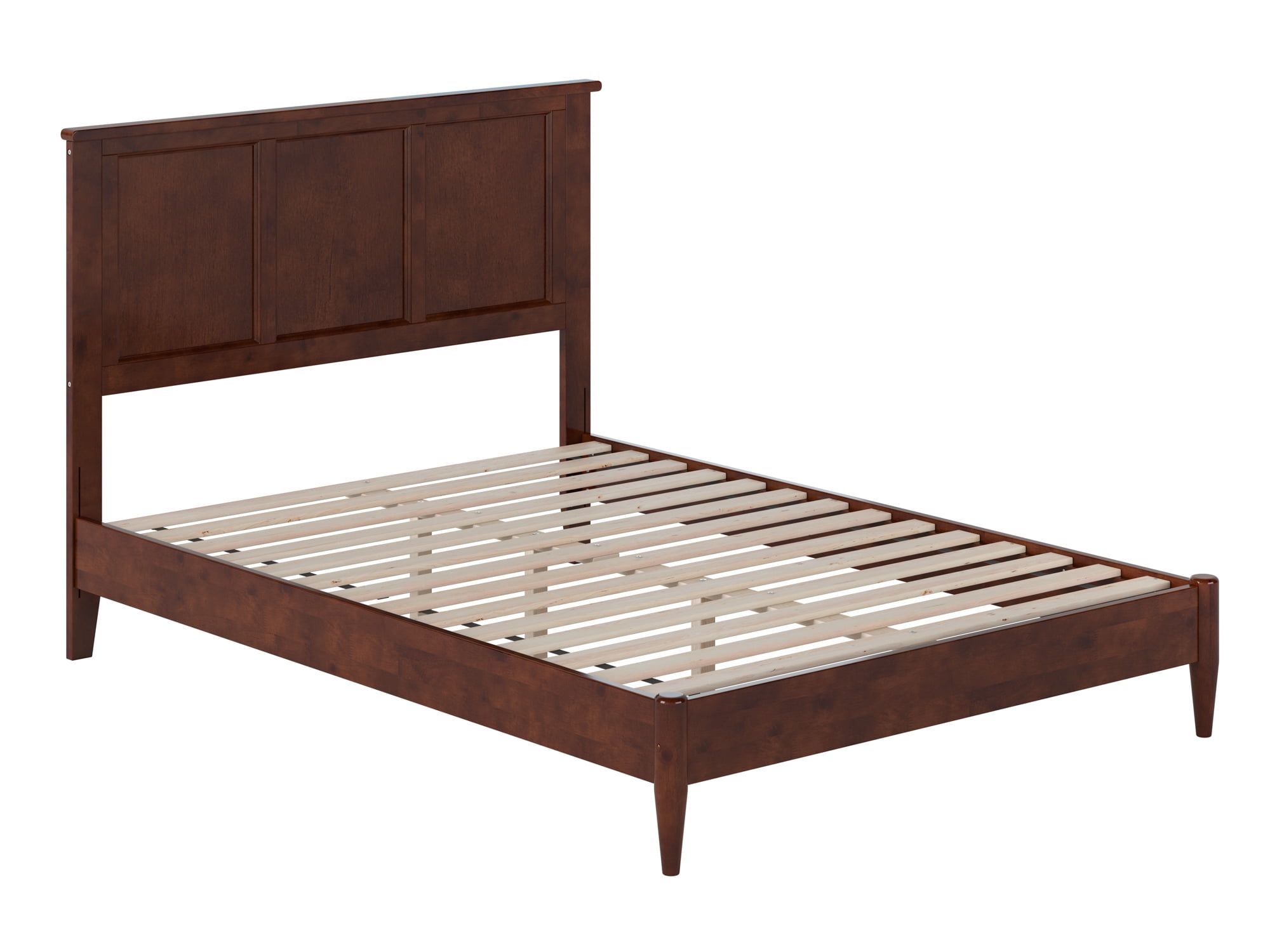 Charlotte Full Walnut Solid Wood Platform Bed with Headboard