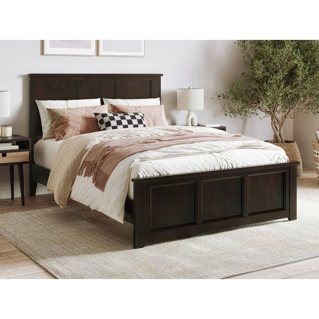 Charlotte Espresso Full Solid Wood Platform Bed with Headboard
