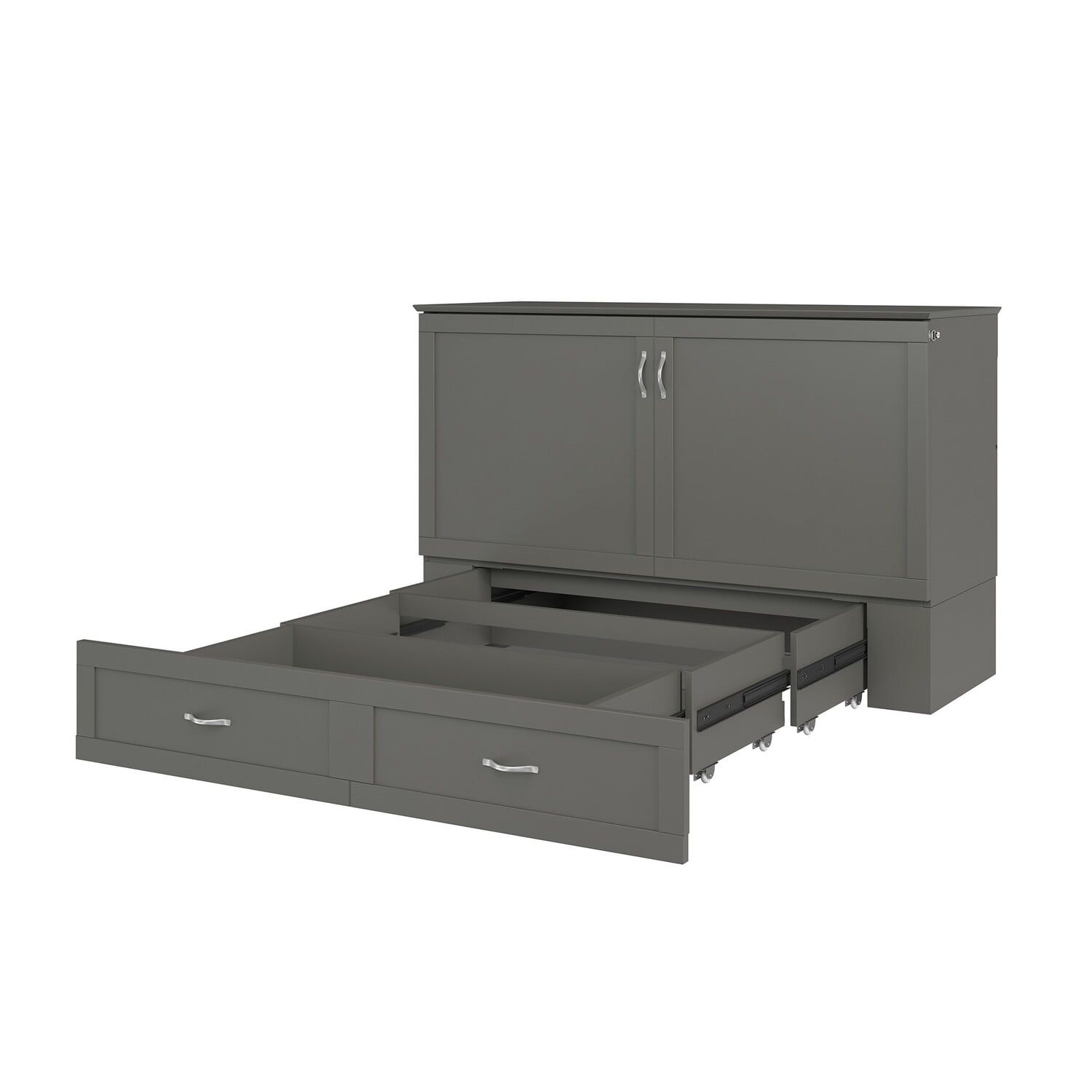 Hamilton Gray Full Murphy Bed Chest with Storage Drawer