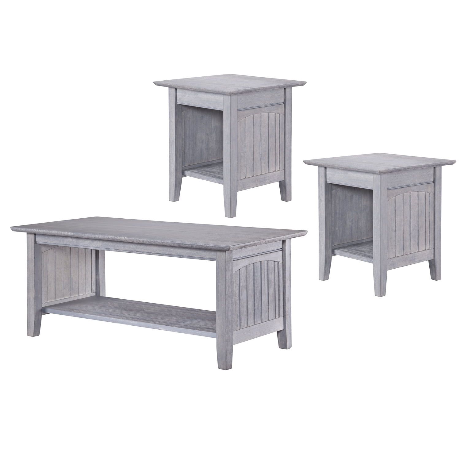 Nantucket Driftwood 3-Piece Mission Coffee Table Set