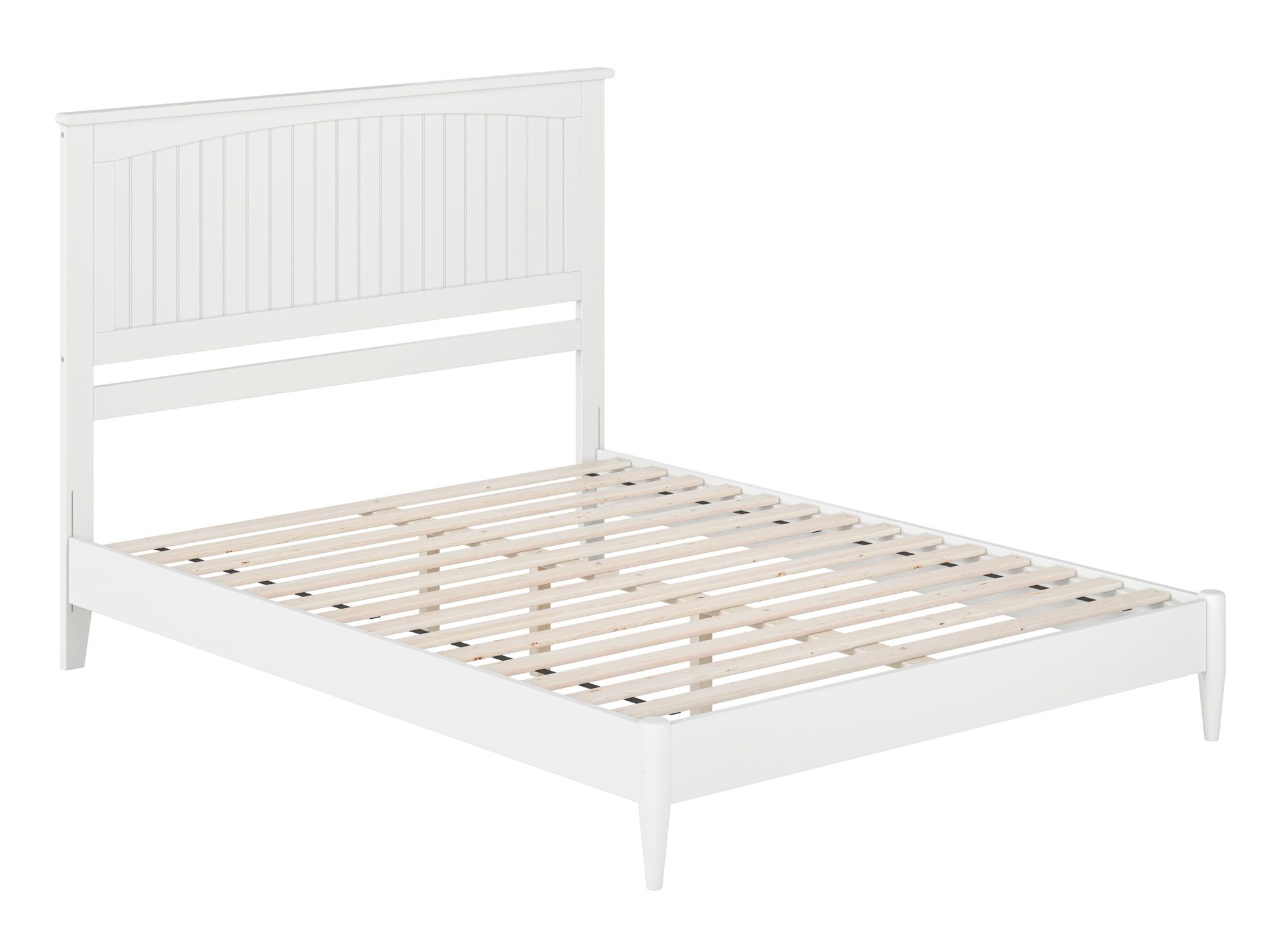 Naples White Queen Wood Low Profile Platform Bed with Slats