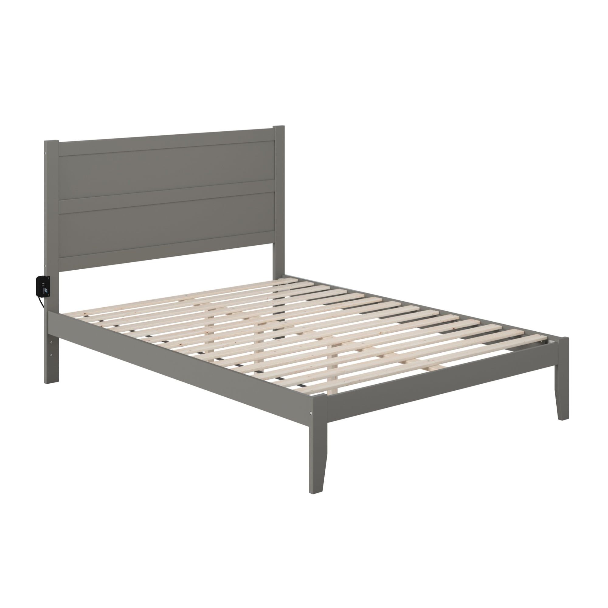 Noho Gray Queen Upholstered Wood Platform Bed with Headboard and Slats