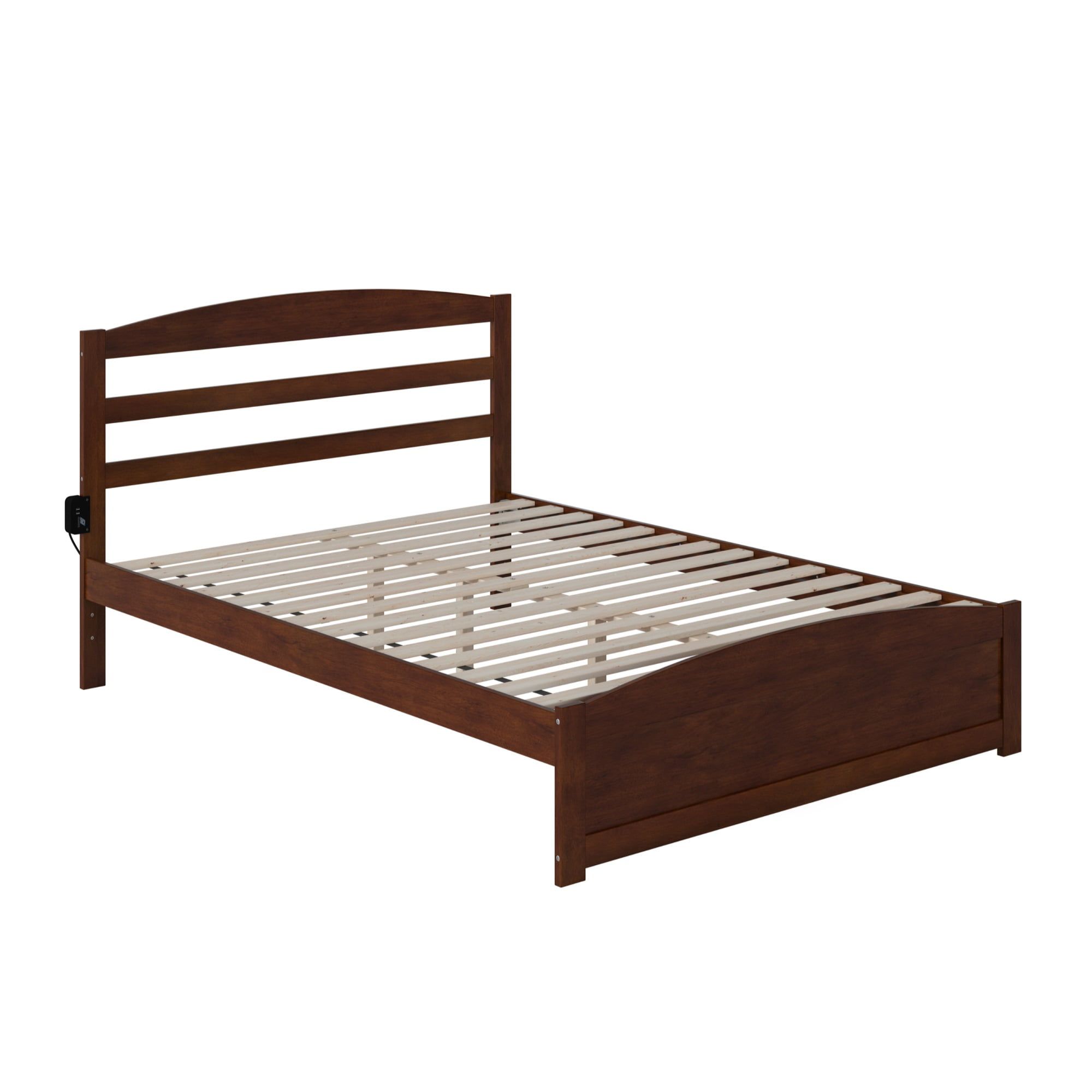 Warren Walnut Queen Platform Bed with Slatted Headboard