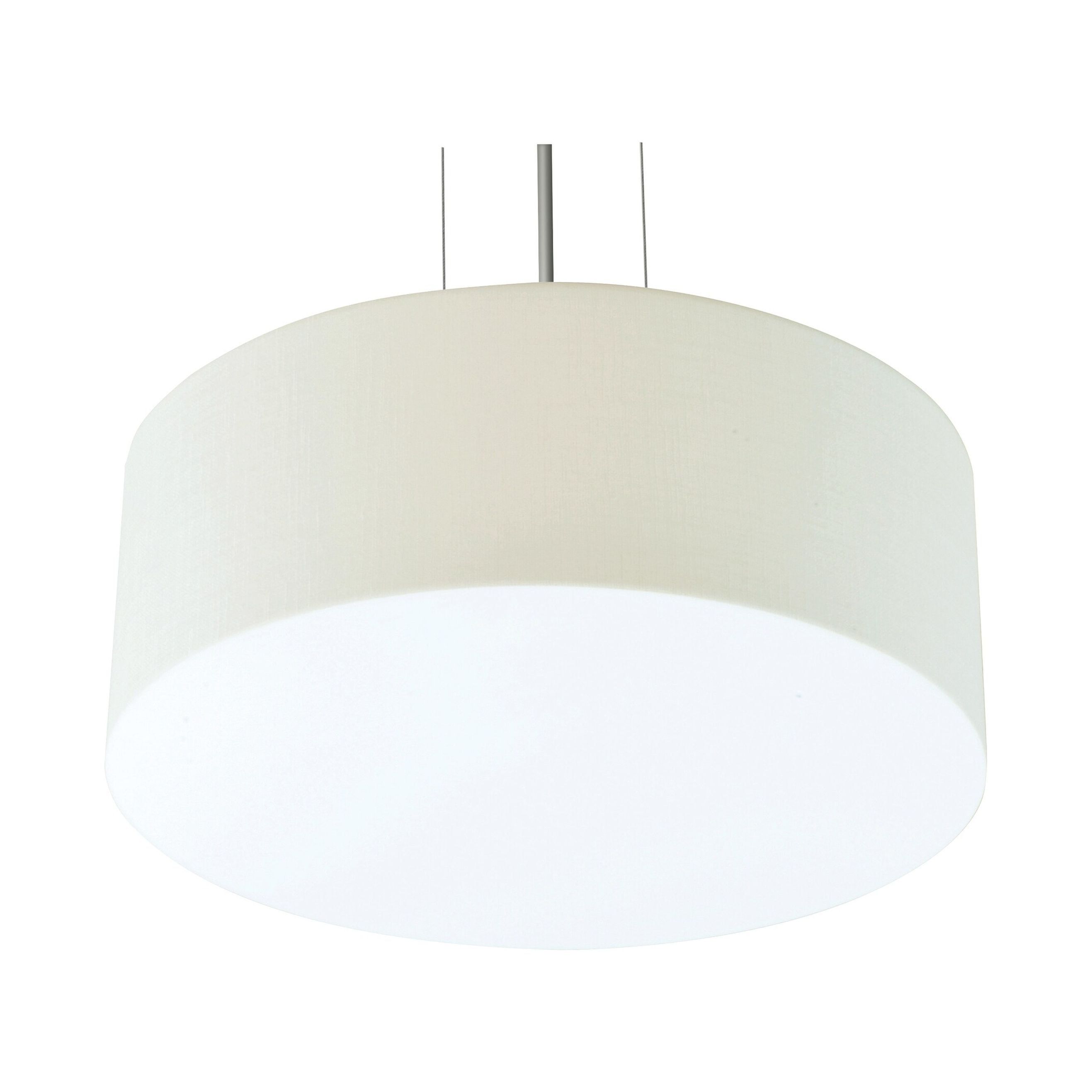 Satin Nickel 15" LED Drum Pendant with Lumafuse Fabric Shade