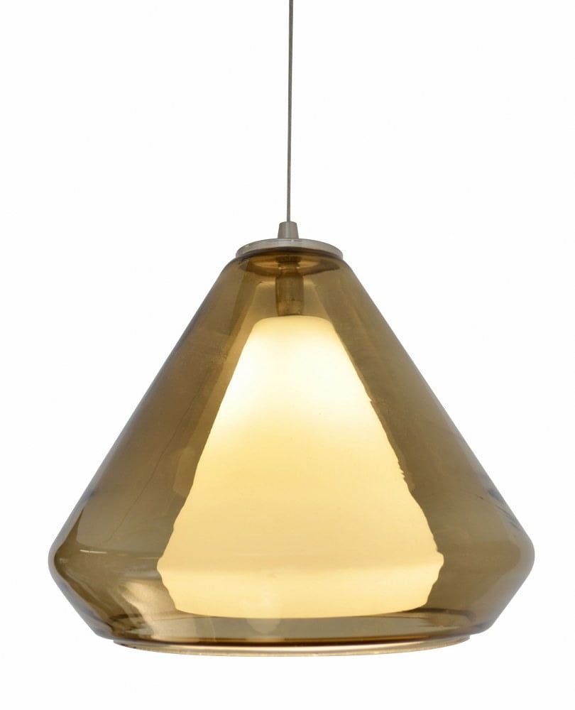 Satin Nickel Mini LED Pendant with Hand-Blown Glass Shade