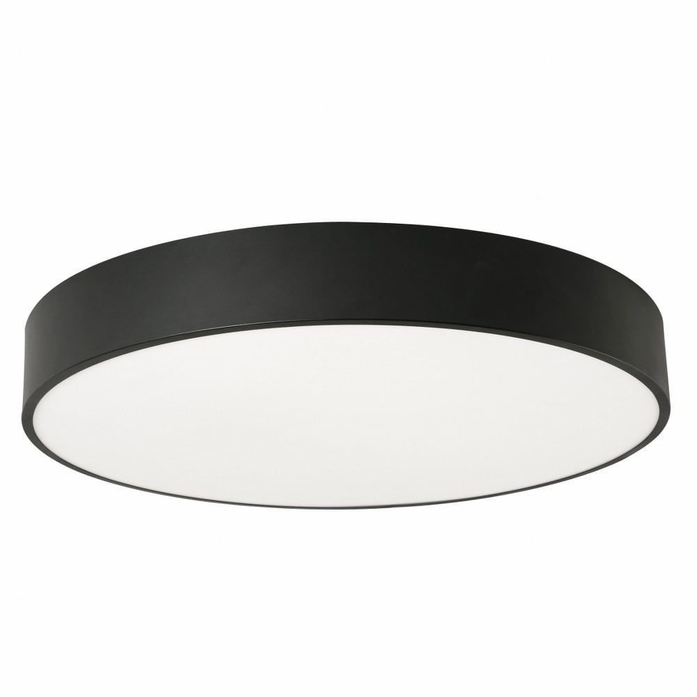 Bailey Modern Black Glass Drum LED Flush Mount Ceiling Light