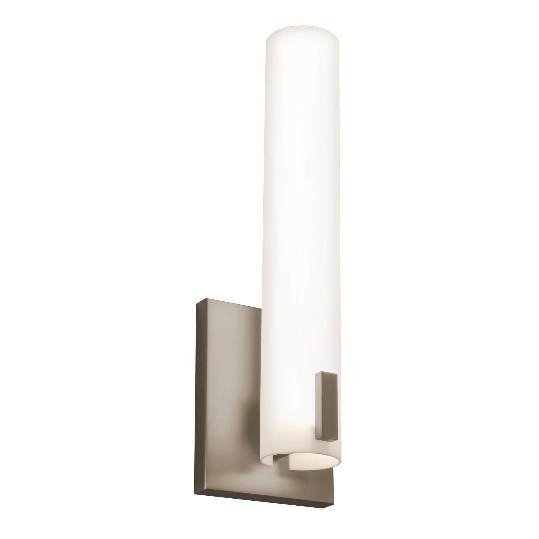 Bowen Satin Nickel LED Wall Sconce with Cylindrical White Acrylic Shade