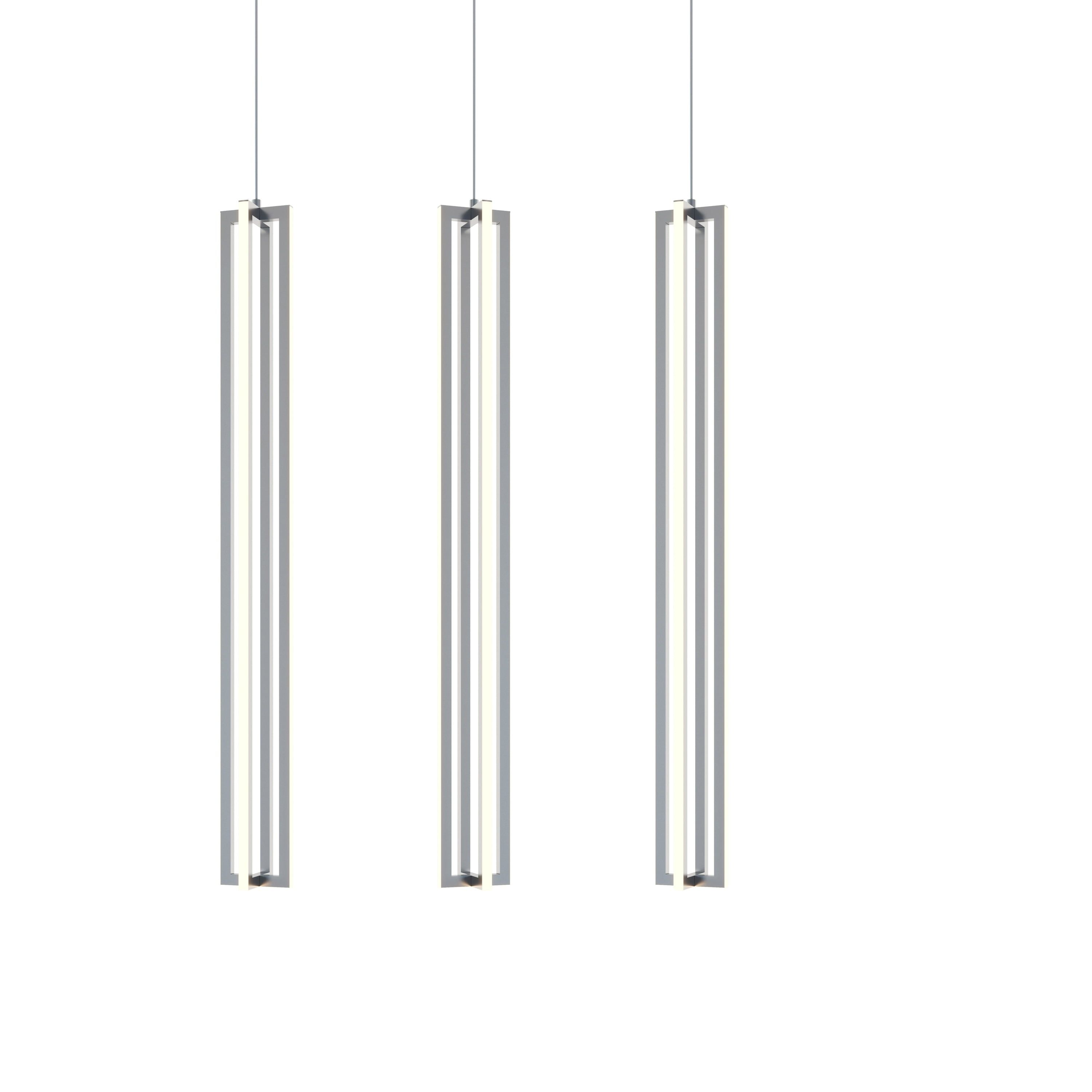 Satin Nickel LED Linear Island Pendant - Modern Indoor/Outdoor Lighting