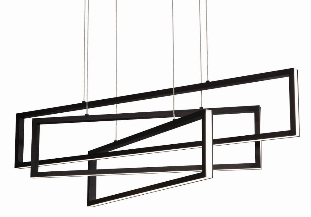 Cole Contemporary 39" LED Pendant in Satin Nickel and Black