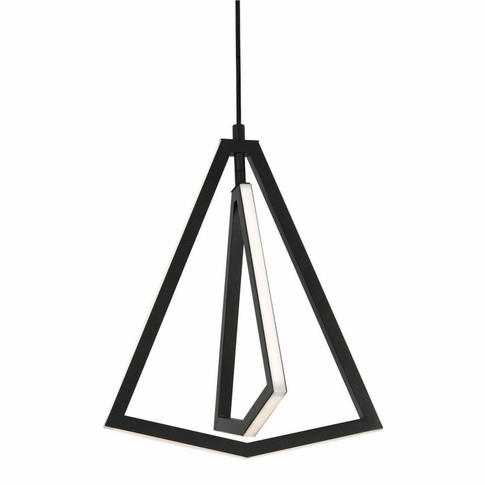 Modern Satin Nickel Black Aluminum LED Pendant, 14.88" H