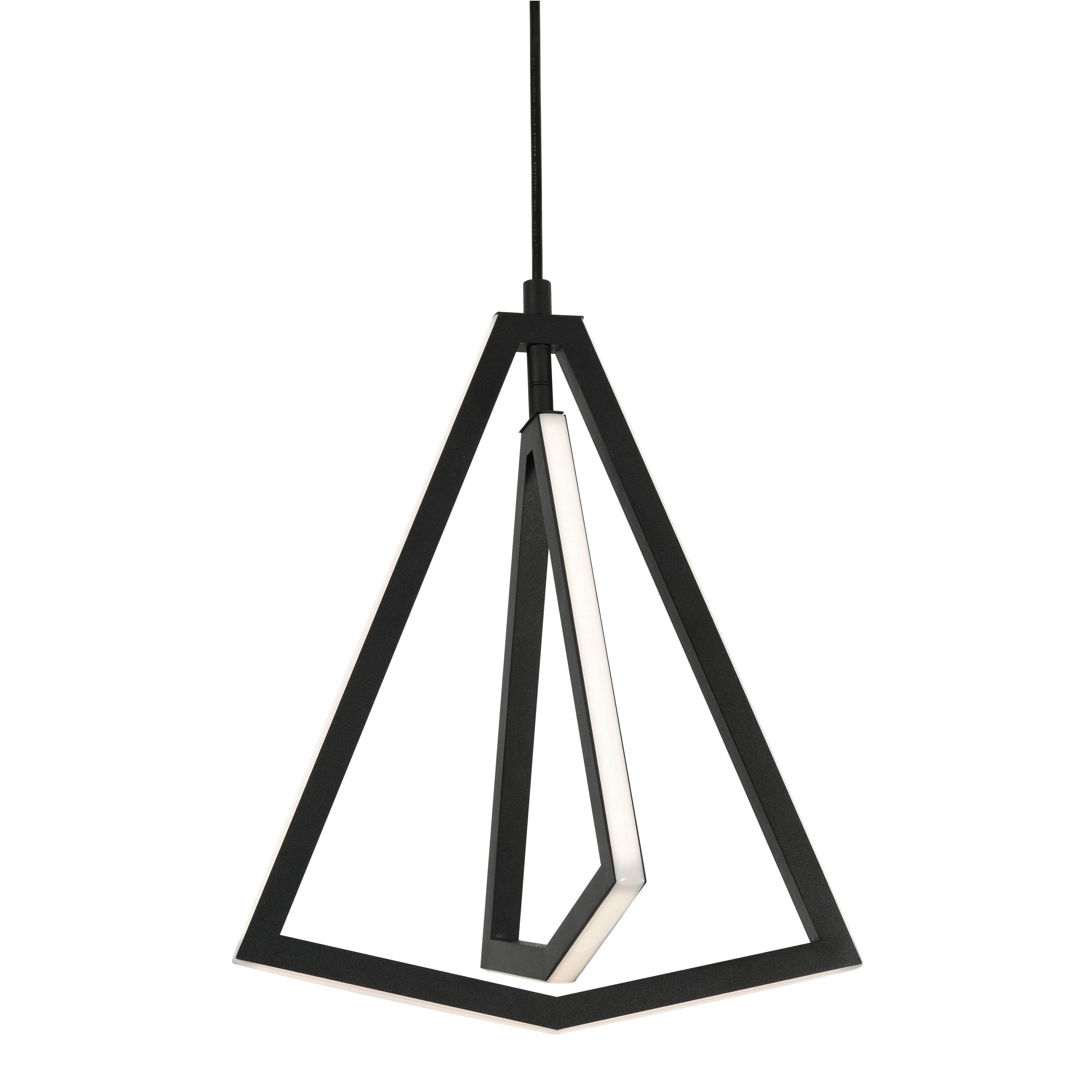 Modern Satin Nickel Black Aluminum LED Pendant, 14.88" H