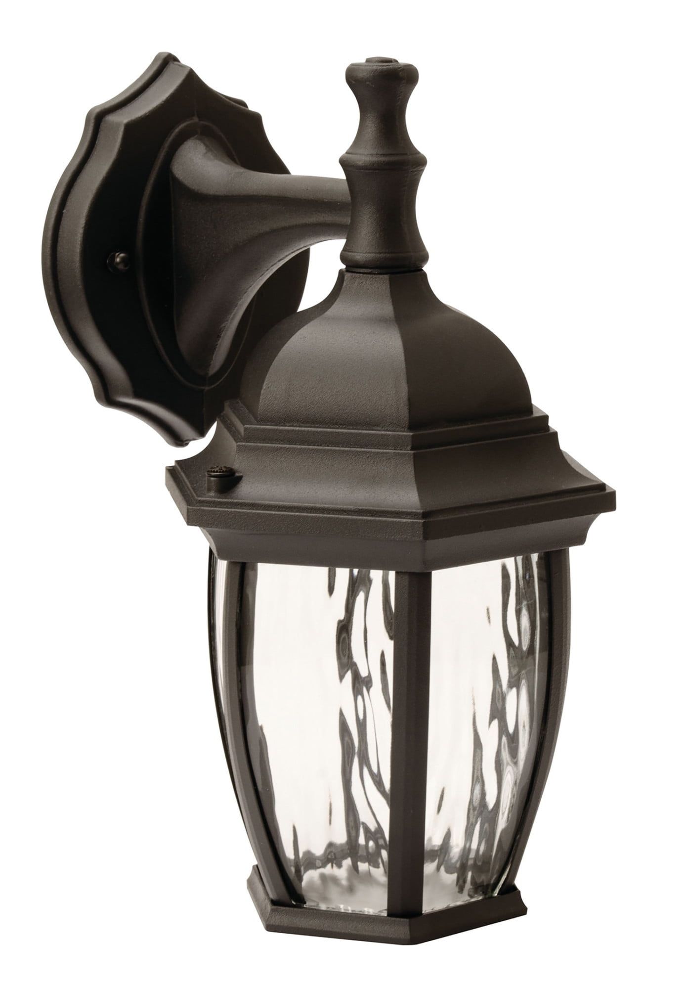 Black Aluminum Direct Wired Lantern Sconce with Glass Shade