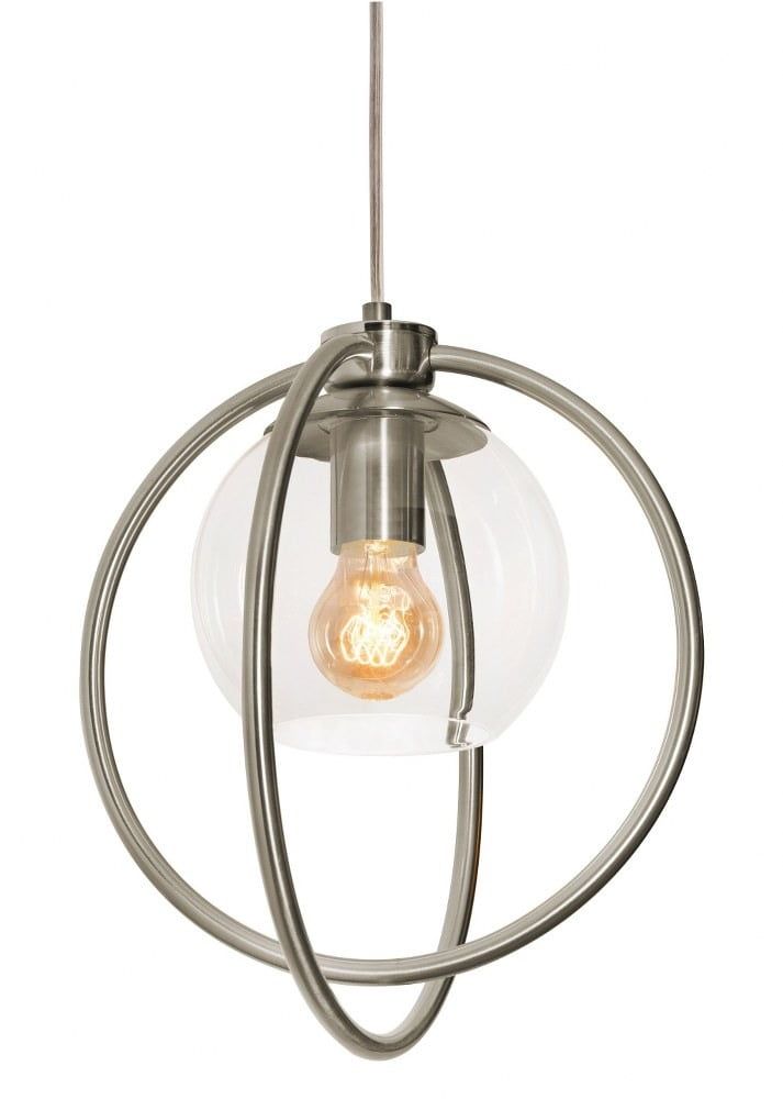 Jamie 12.5" Satin Nickel Globe Pendant Light