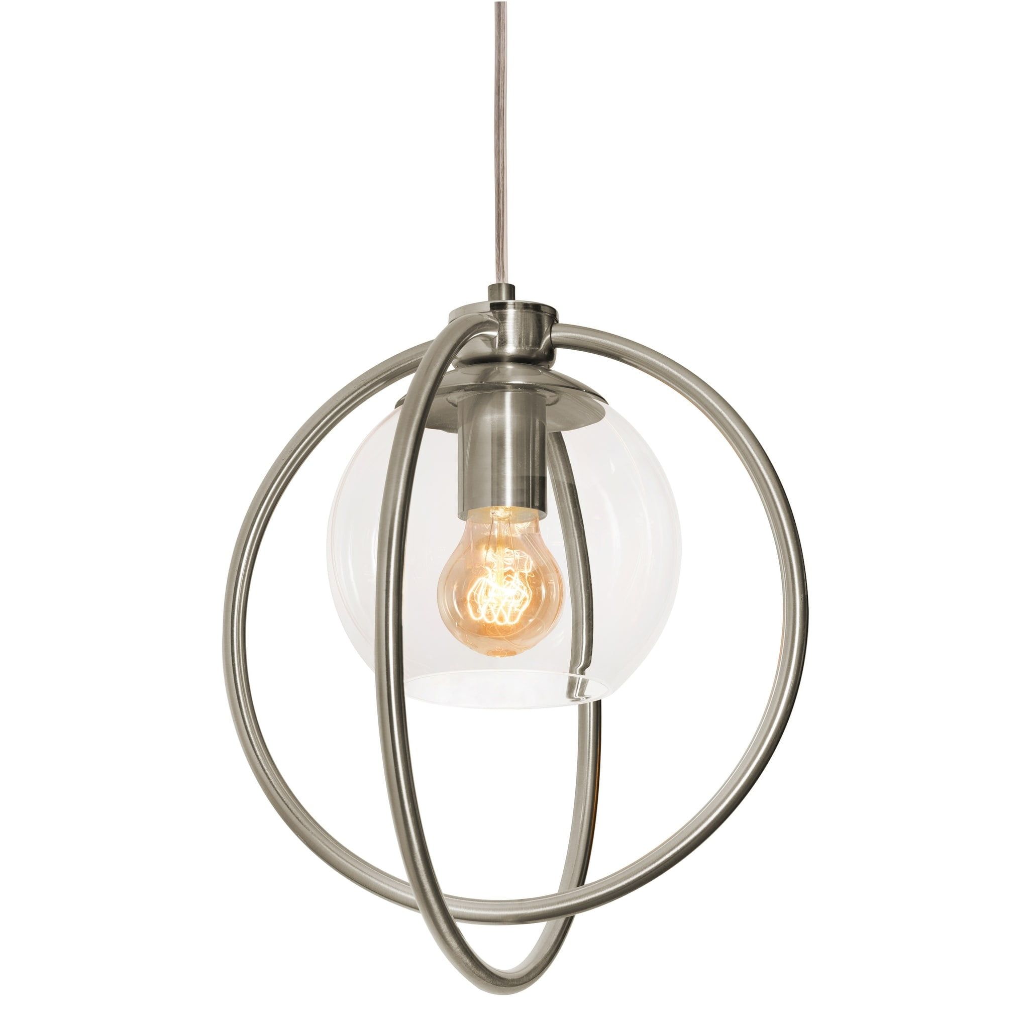 Jamie 12.5" Satin Nickel Globe Pendant Light