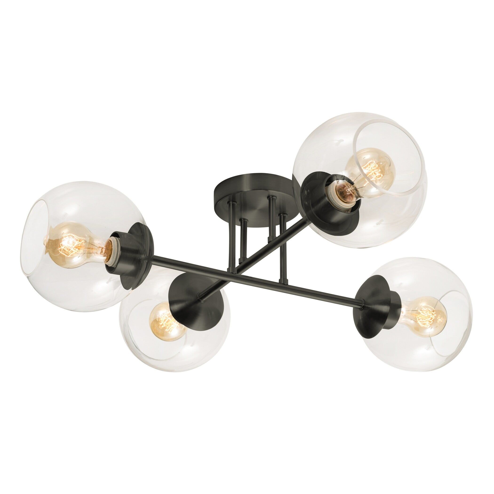 Jamie 25" Black Glass Globe Semi-Flush Mount Light