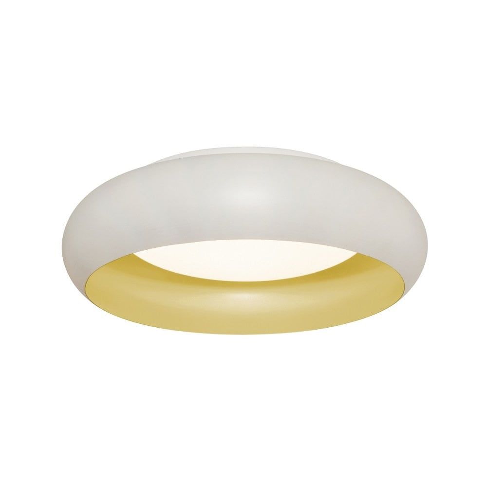 Kayce Contemporary White and Gold LED Drum Flush Mount