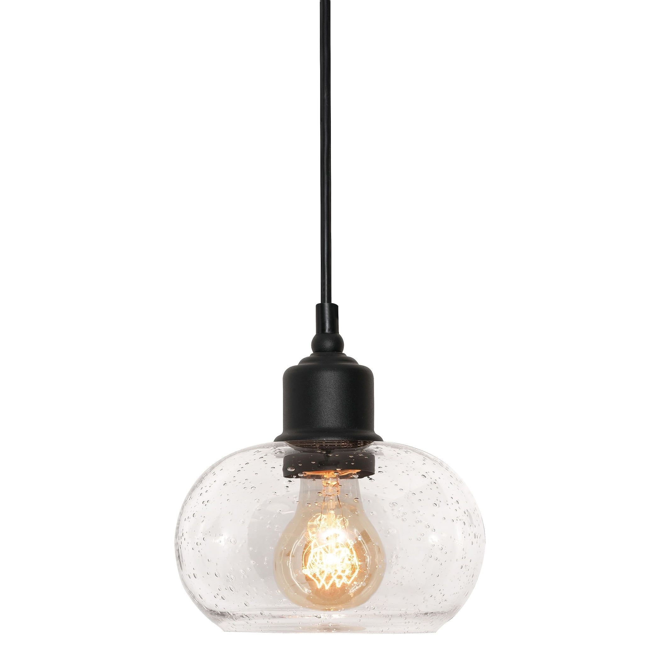 Laney 6.8'' Mini Globe Pendant Light in Satin Nickel and Black