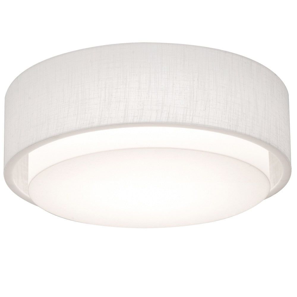 Sanibel Linen White Modern Drum Flush Mount Ceiling Light