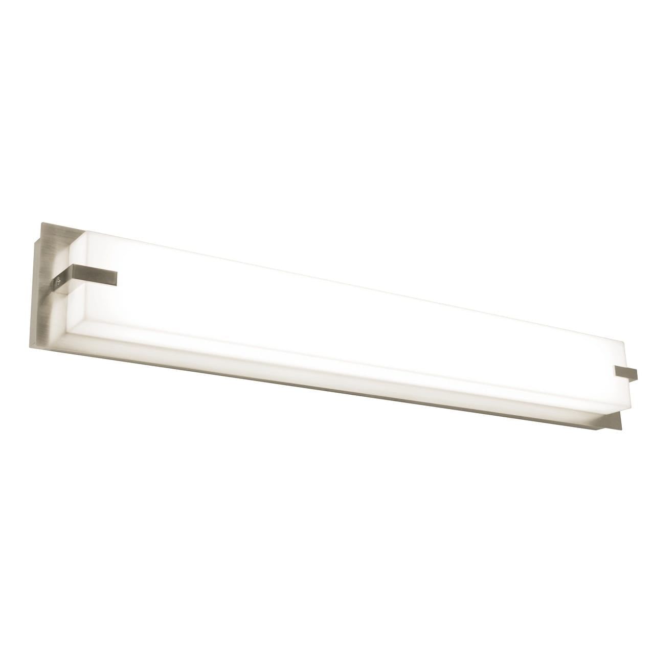 Sinclair 27-Inch Satin Nickel LED Vanity Light with White Shade