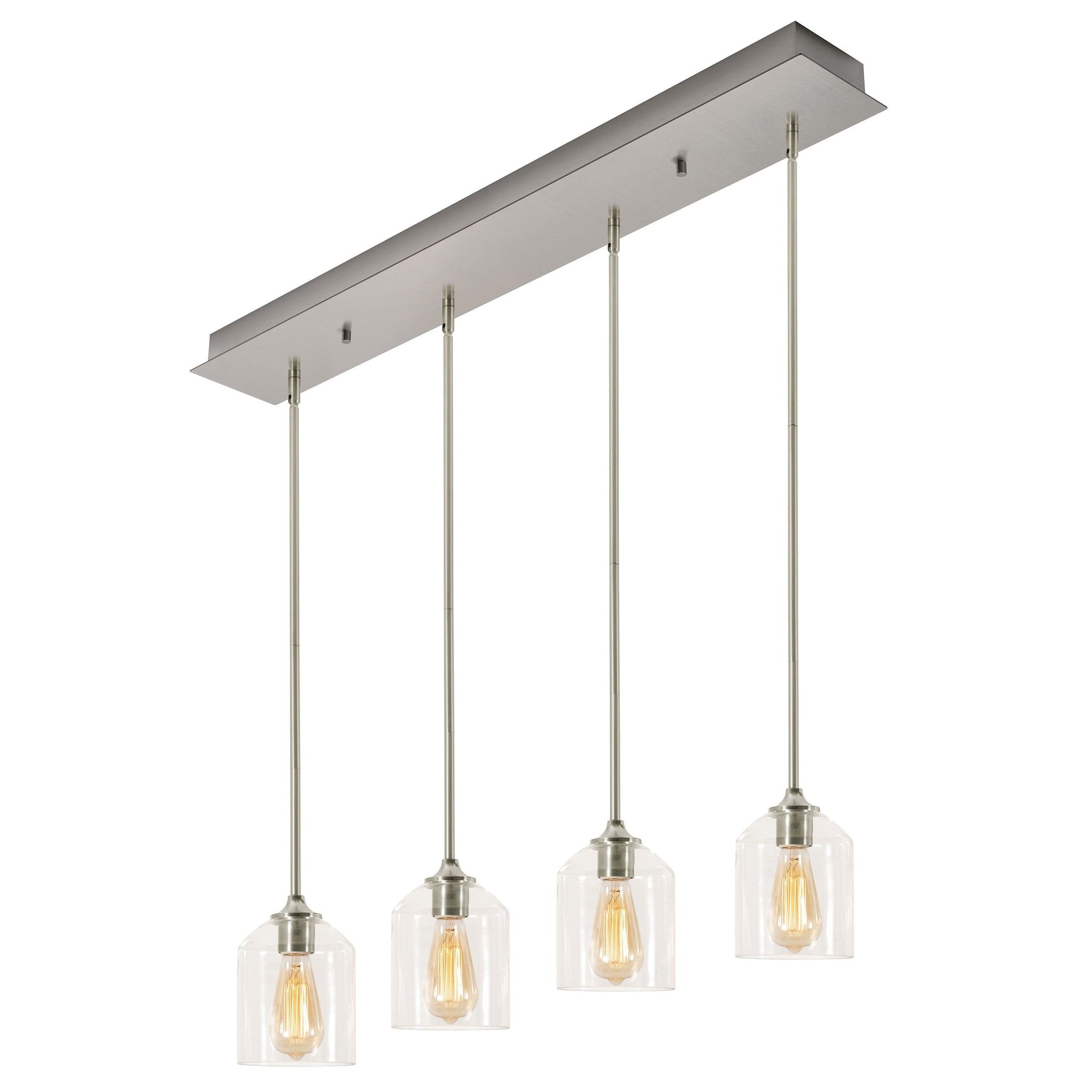 William 4-Light Satin Nickel Linear Pendant with Clear Glass Shades