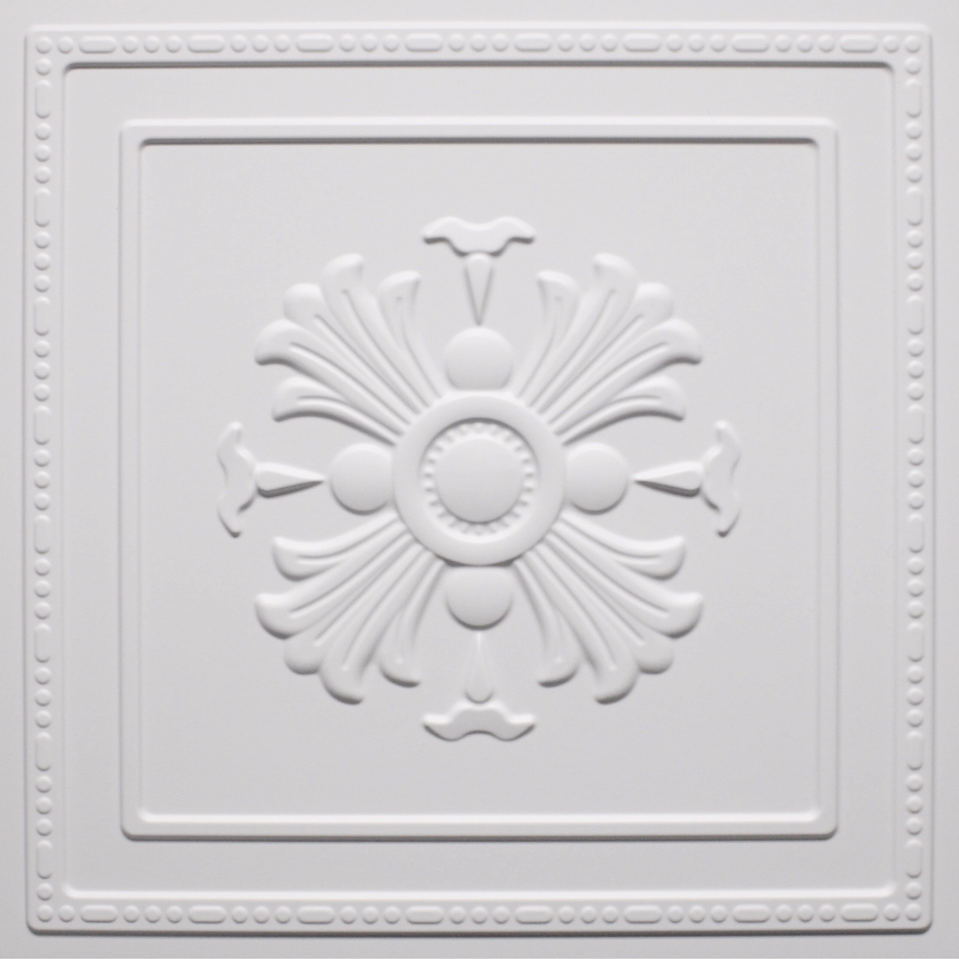 White Floral PVC 3D Decorative Wall Panel Sample, 9" x 9"