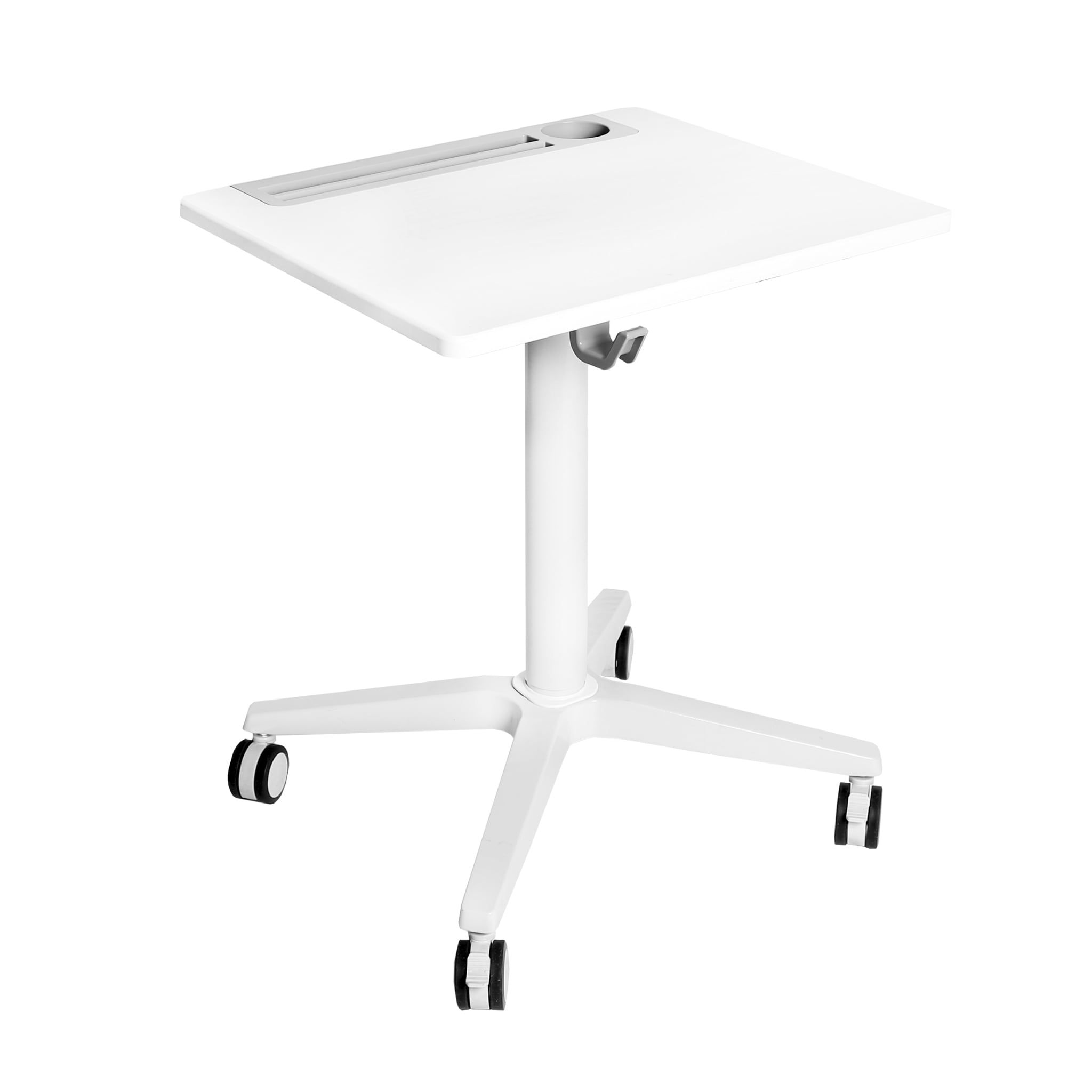 Airlift XL 35" White Sit-Stand Mobile Desk with Cup Holder