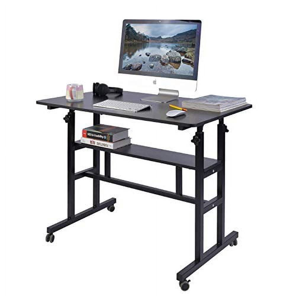 Adjustable Black Wood and Metal Standing Laptop Desk