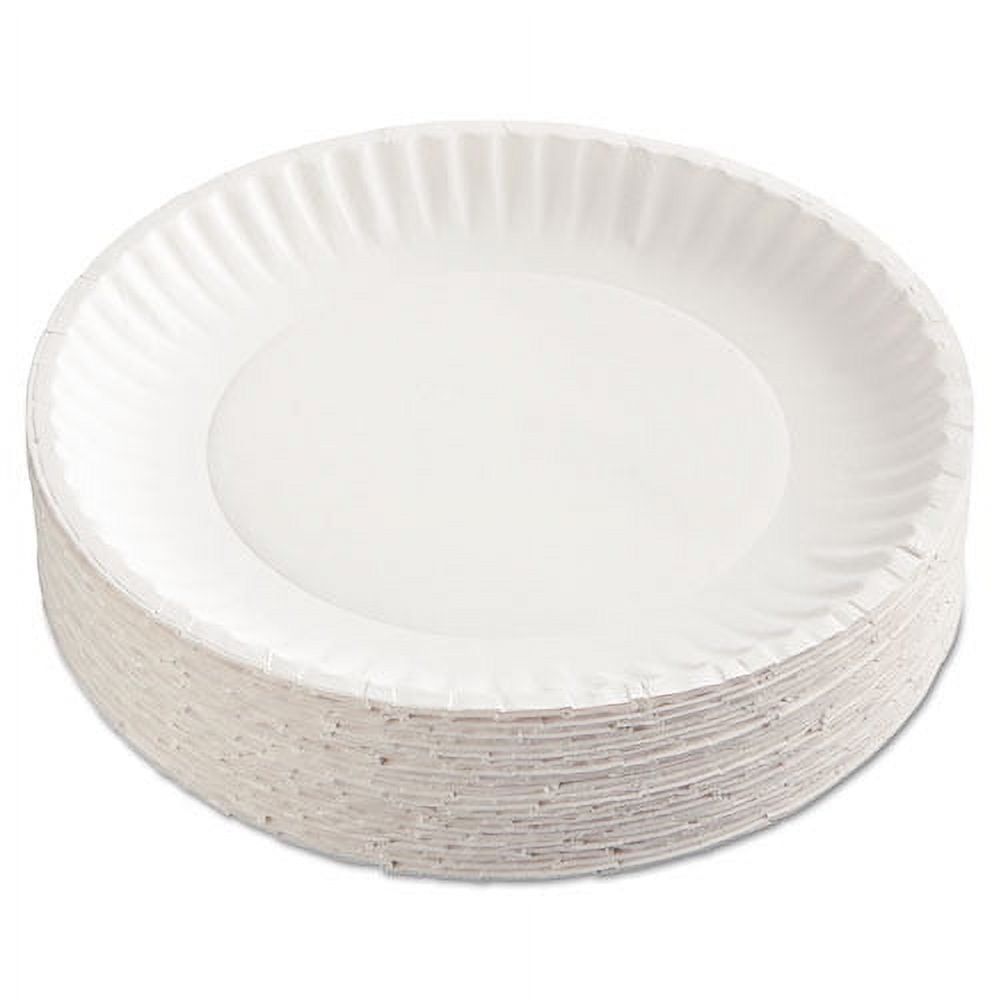 White 9-Inch Round Coated Paper Plates, 100-Pack