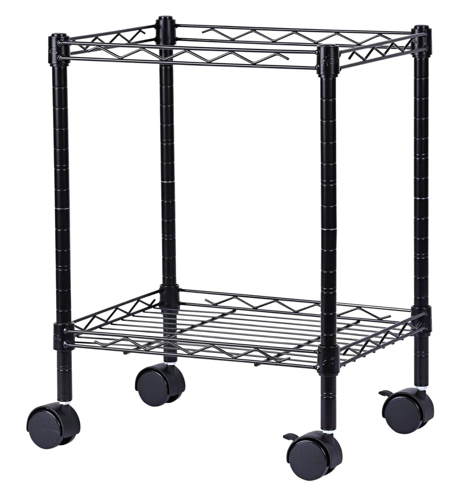 Black Metal Compact Rolling File Cart with Adjustable Shelf