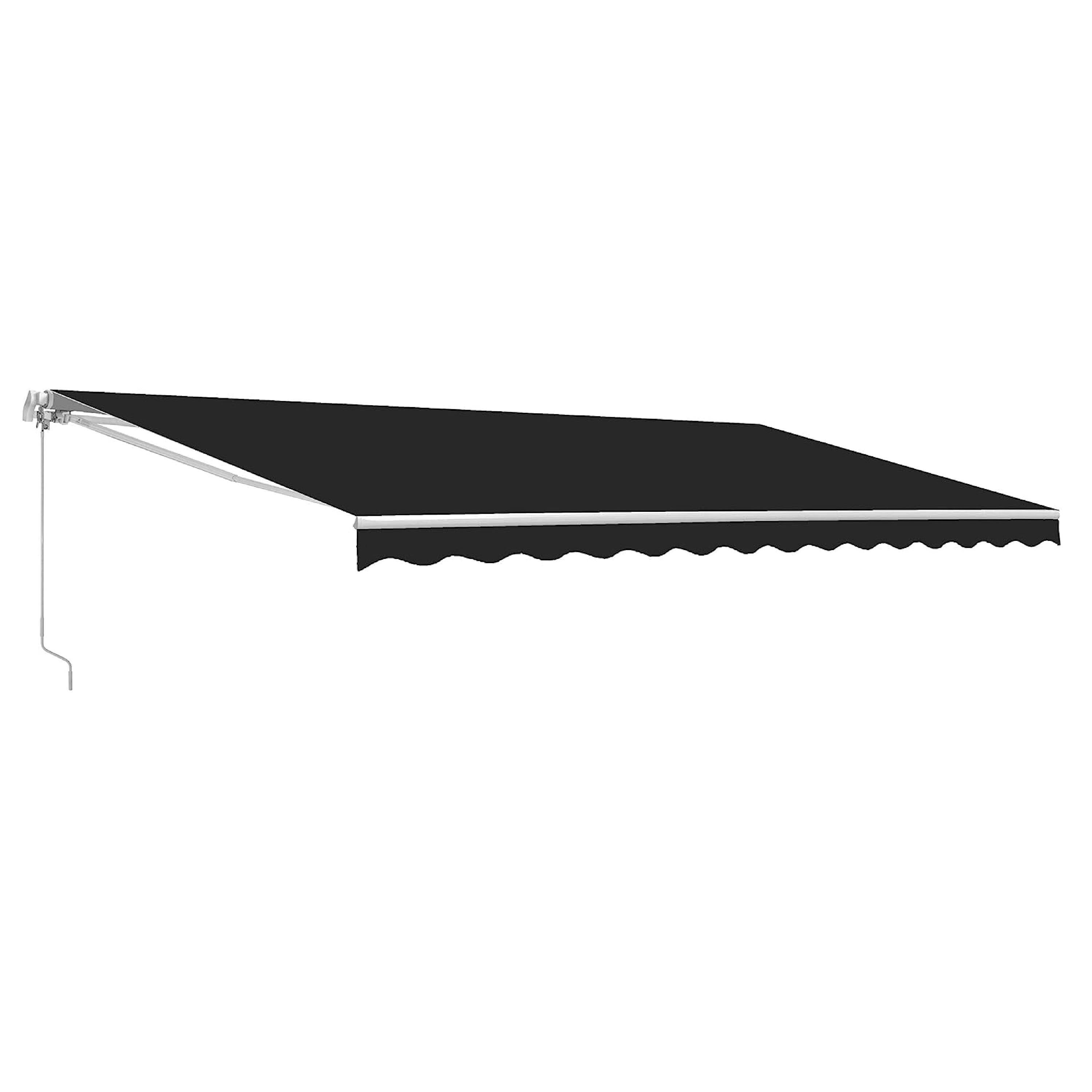 Black Motorized Retractable Patio Awning with Polyester Fabric