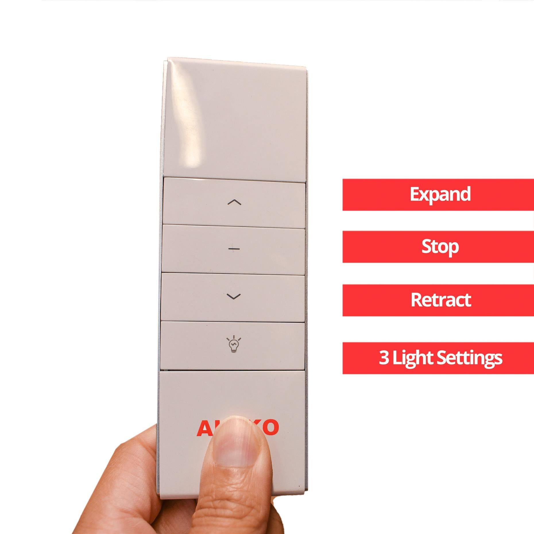 White Single Channel Remote with LED Control for Awnings