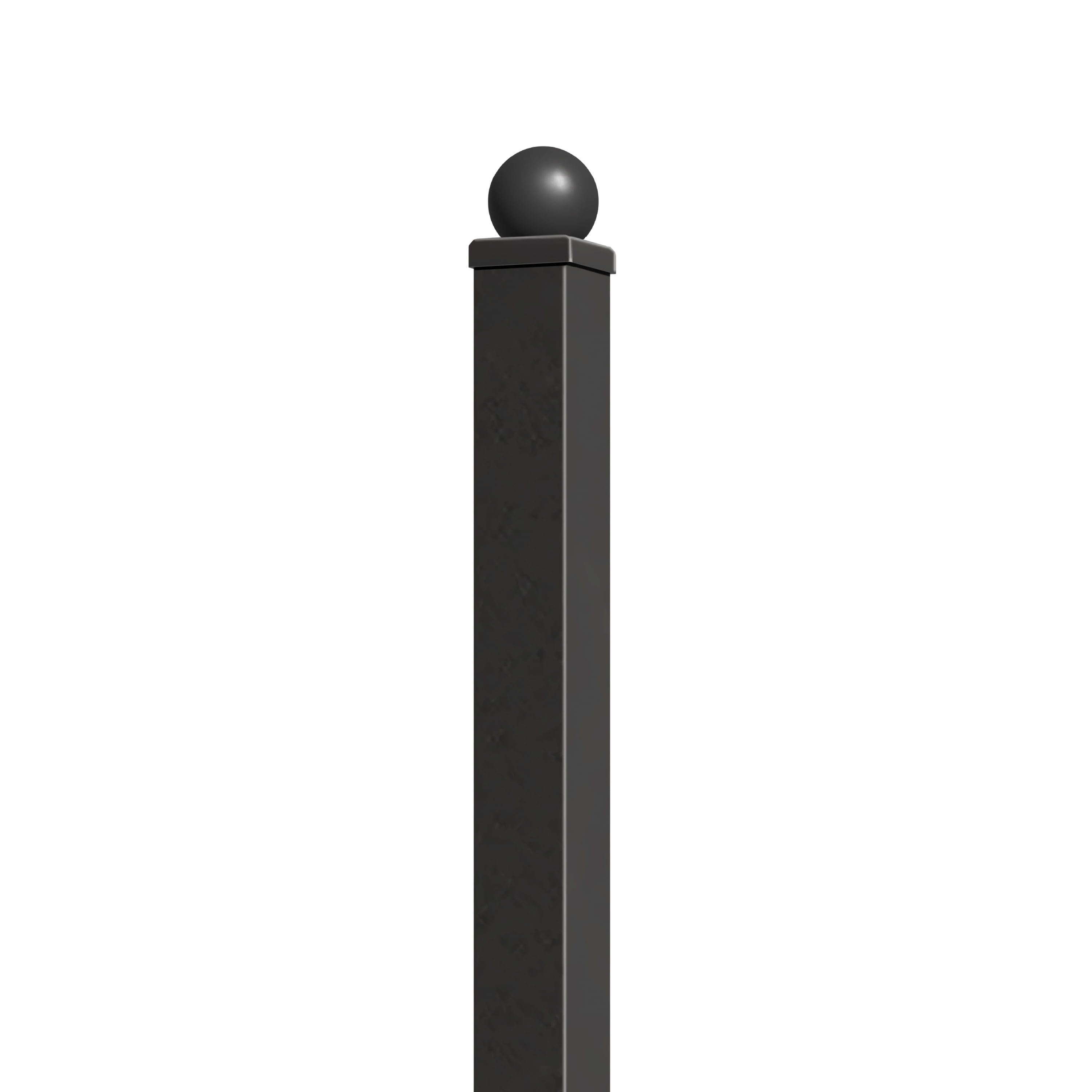 Black Galvanized Steel 7.3 ft Fence Post with Ball Finial