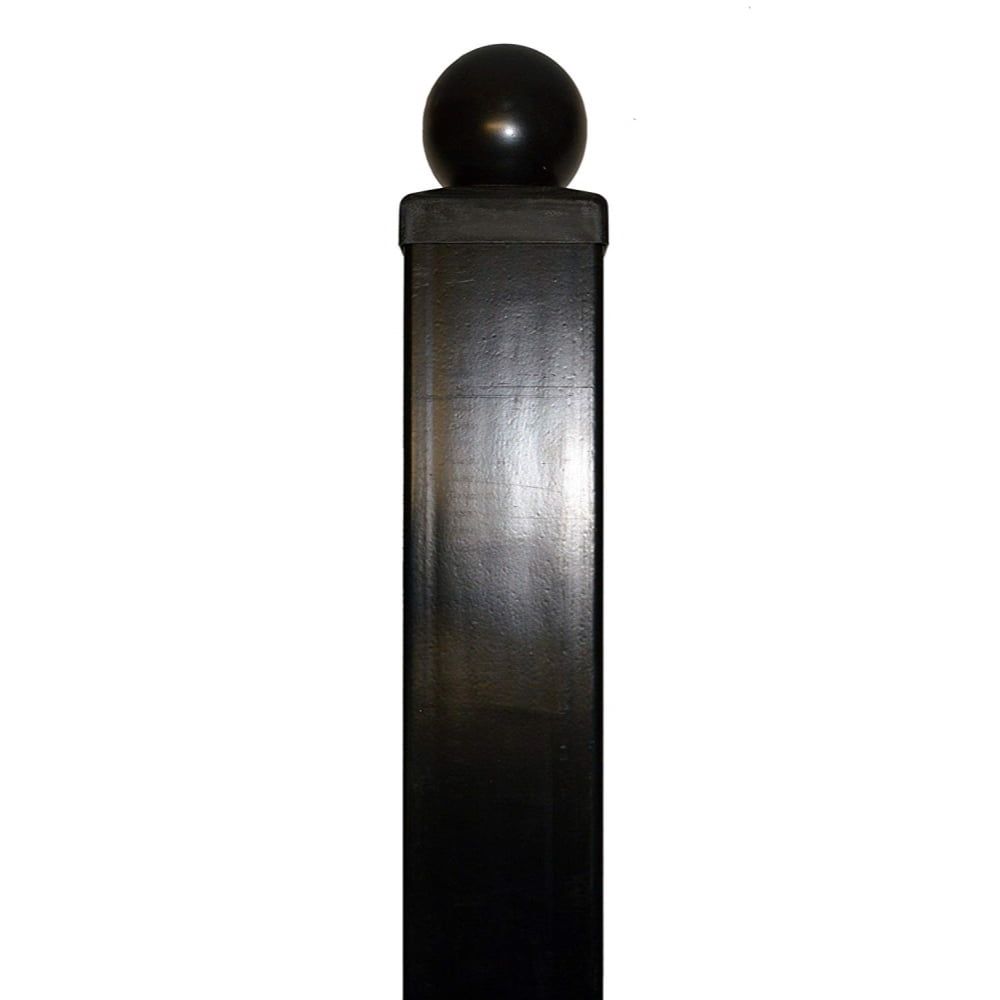 ALEKO Black Steel 10 ft Gate Post with Ball Finial