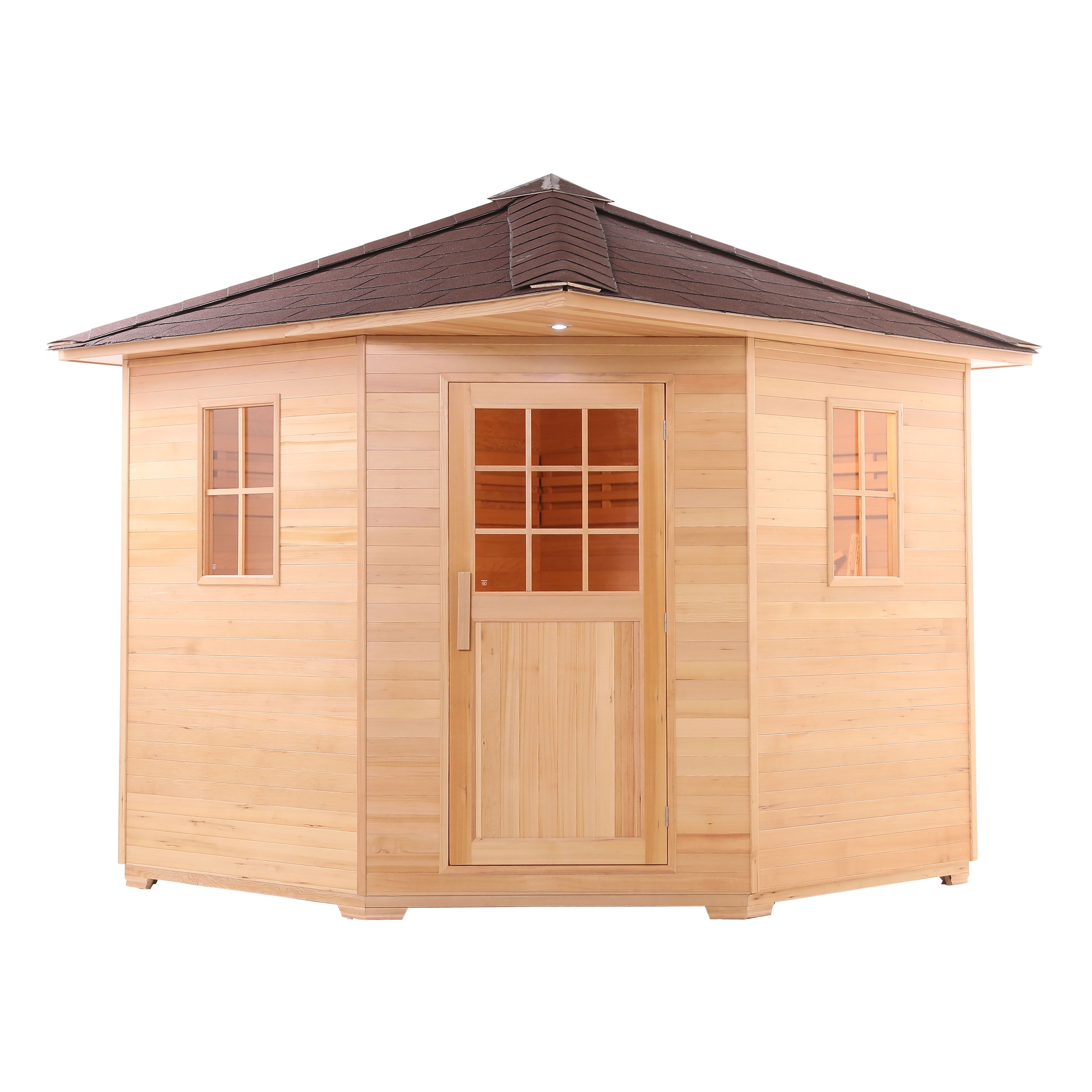 Natural Canadian Hemlock 8-Person Outdoor Sauna with 9 kW Heater