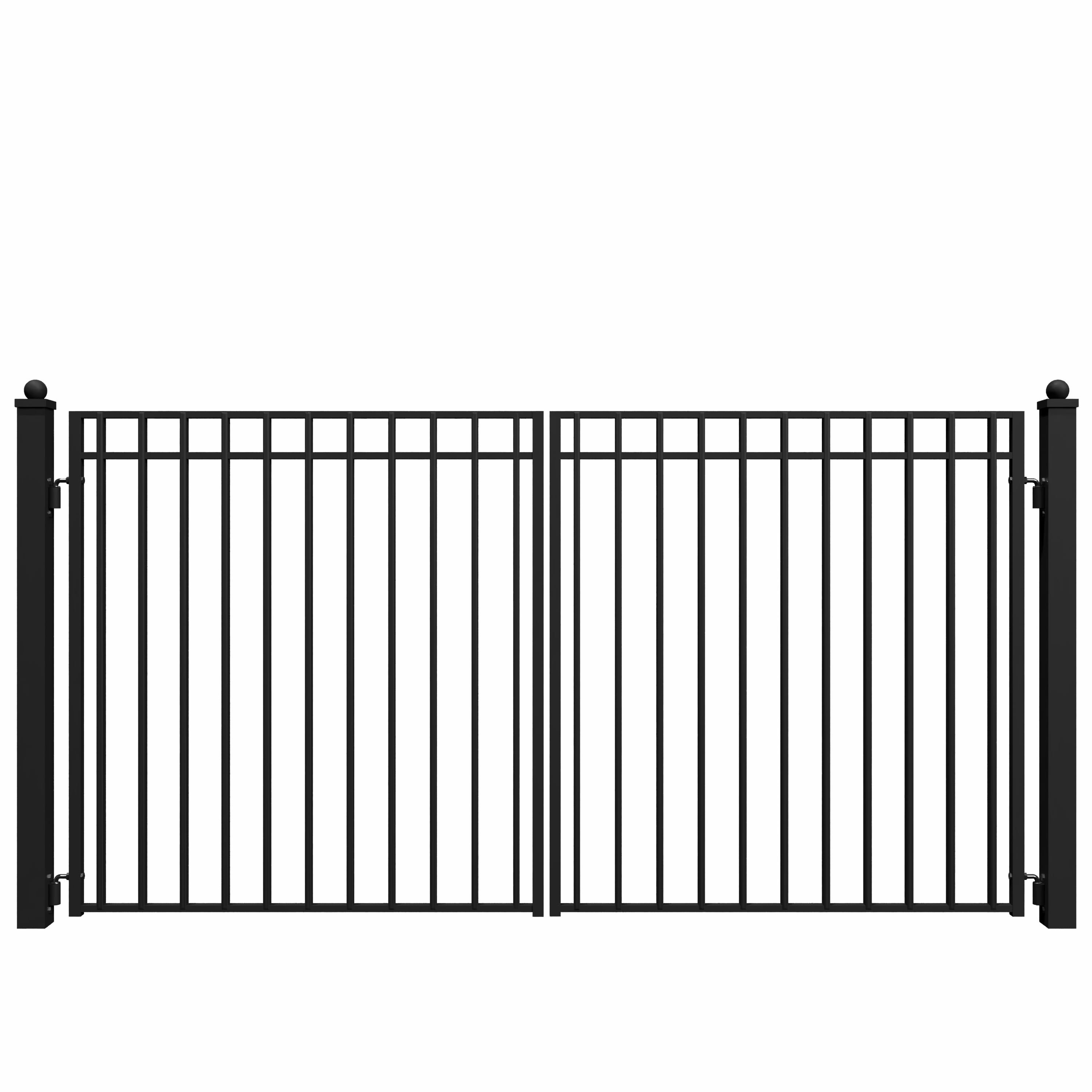 Madrid Style Black Steel Dual Swing Driveway Gate 12 x 6 Feet