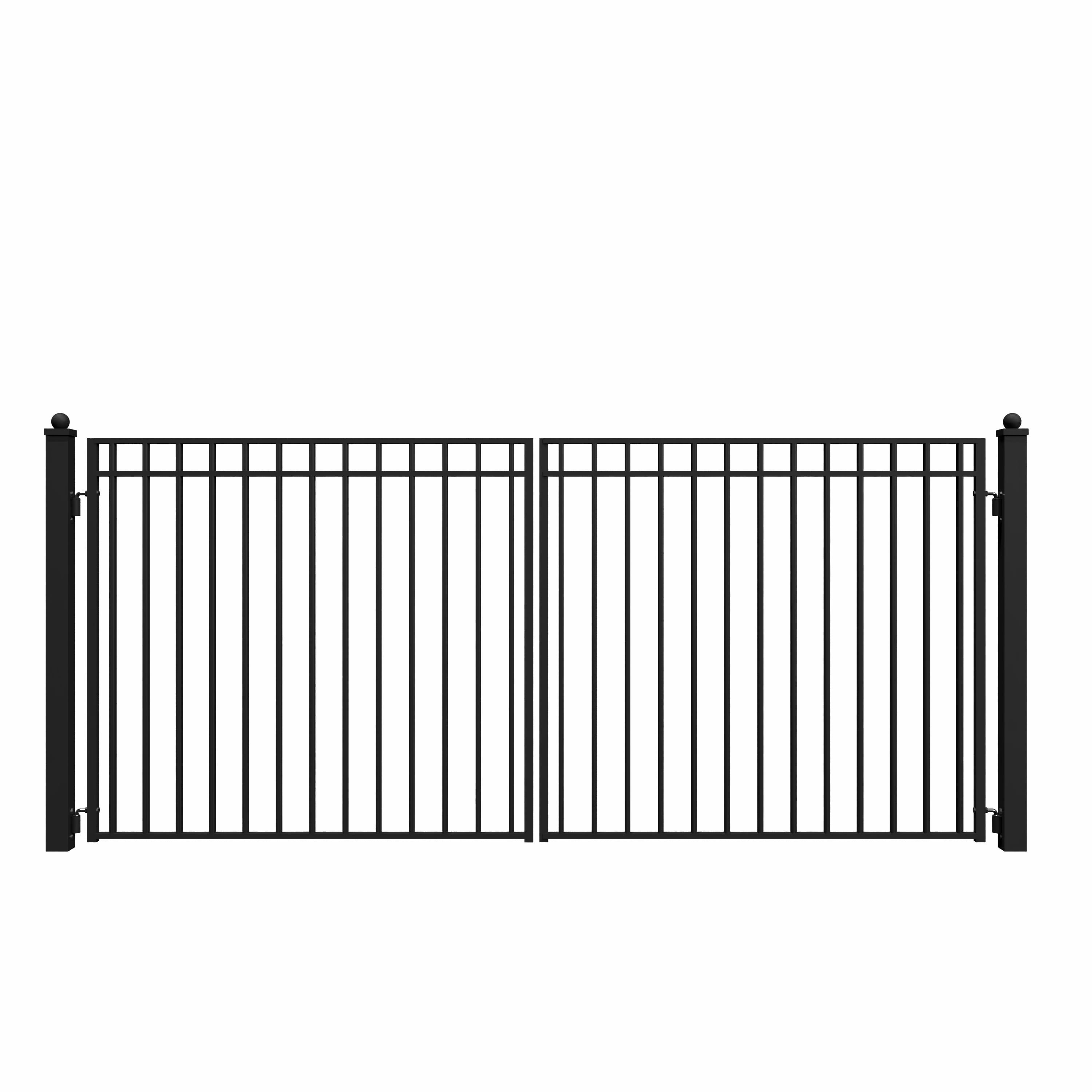 Madrid Style Black Steel Dual Swing Driveway Gate 14 x 6 feet