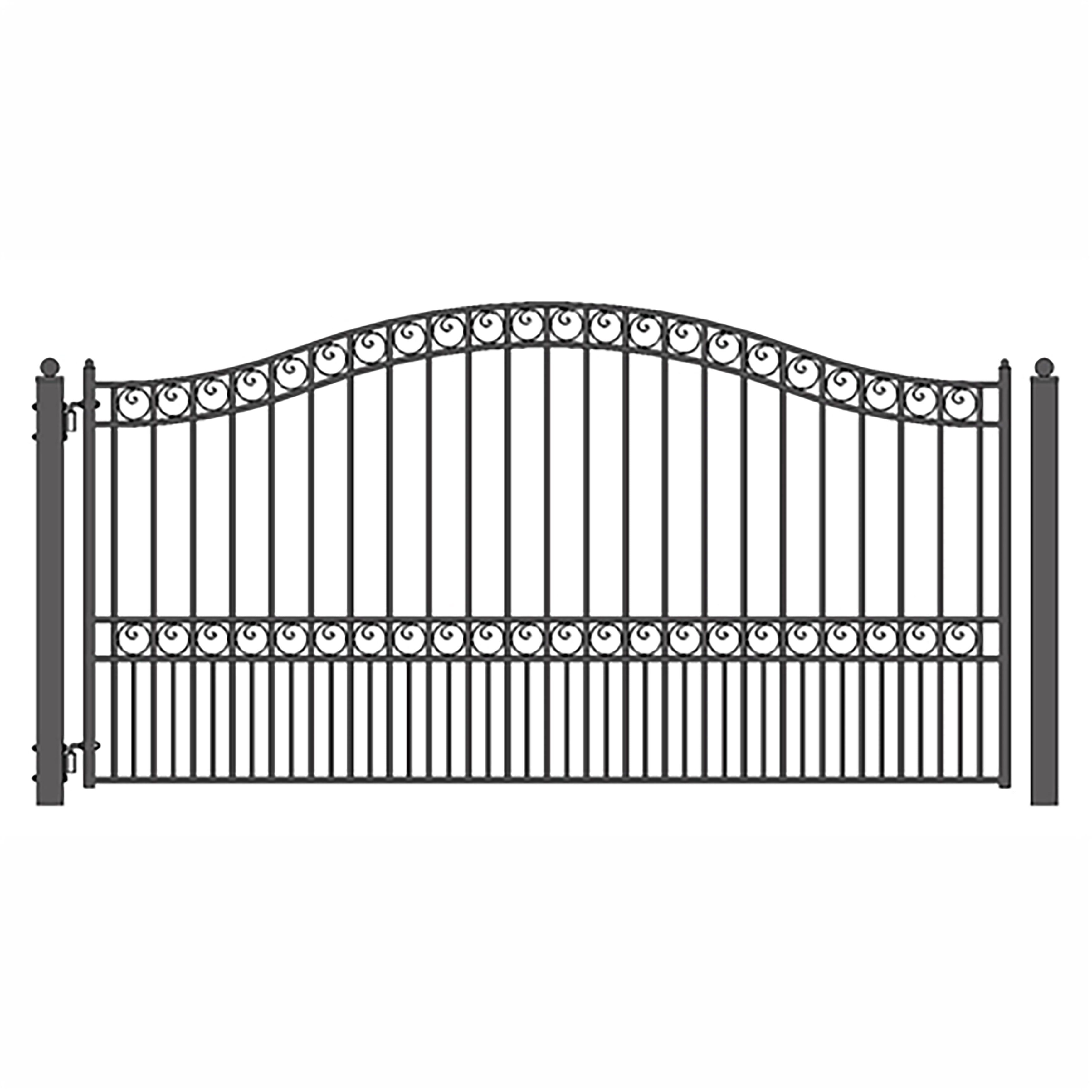 Paris Style Black Steel Arched Driveway Gate 16 x 6 Feet